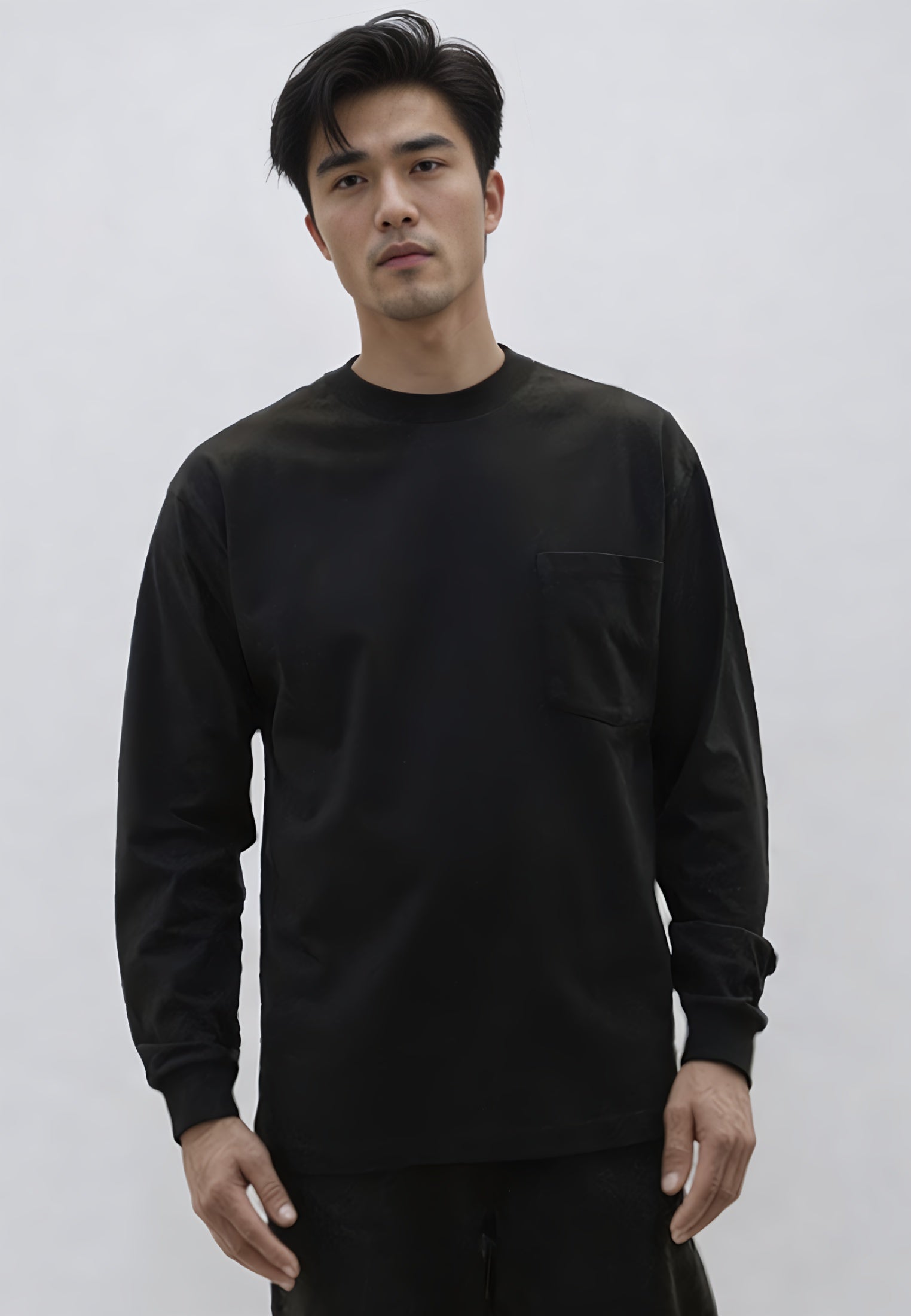 HEAVYWEIGHT LS POCKET T-SHIRT JET BLACK