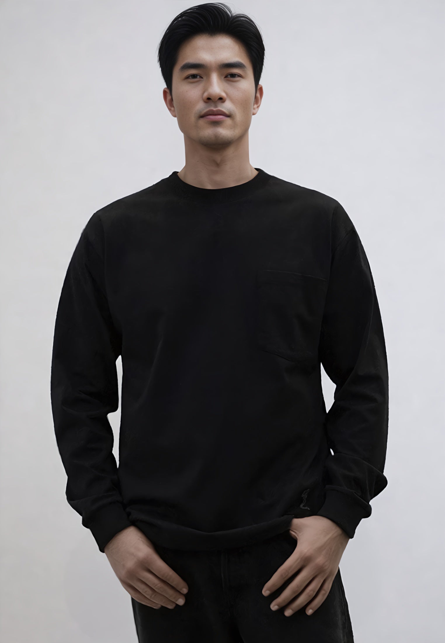 HEAVYWEIGHT LS POCKET T-SHIRT JET BLACK