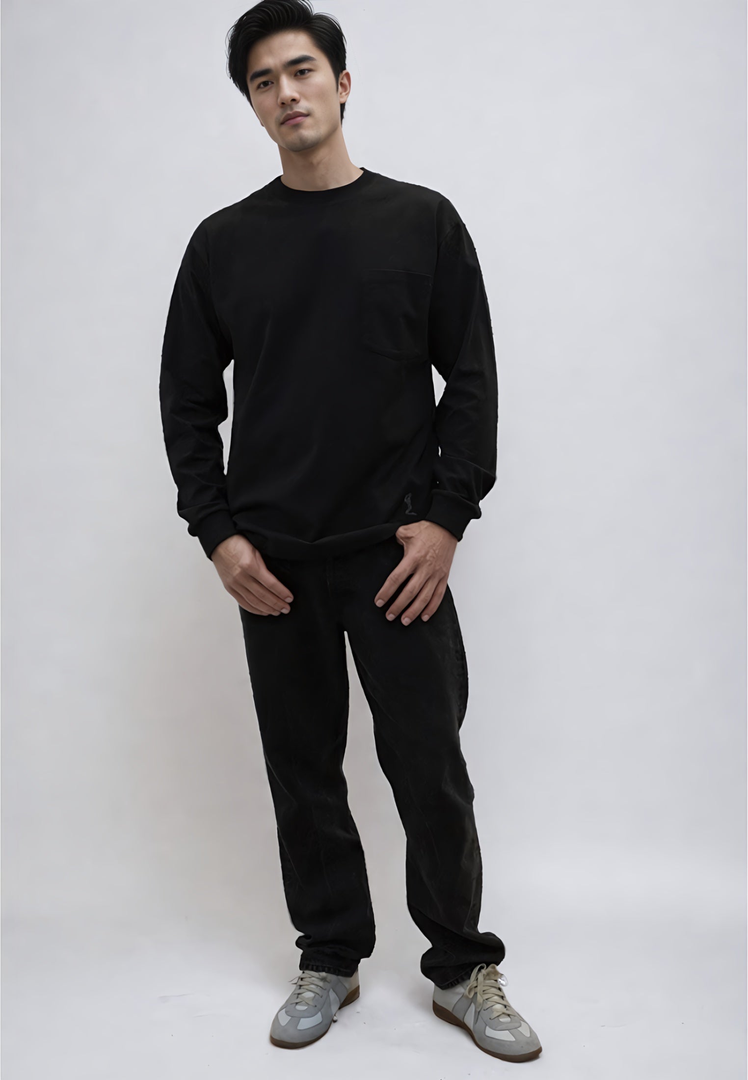 HEAVYWEIGHT LS POCKET T-SHIRT JET BLACK