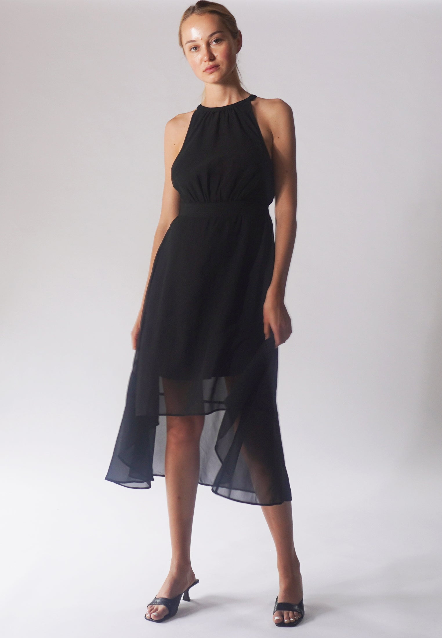 Black high best sale neck halter dress