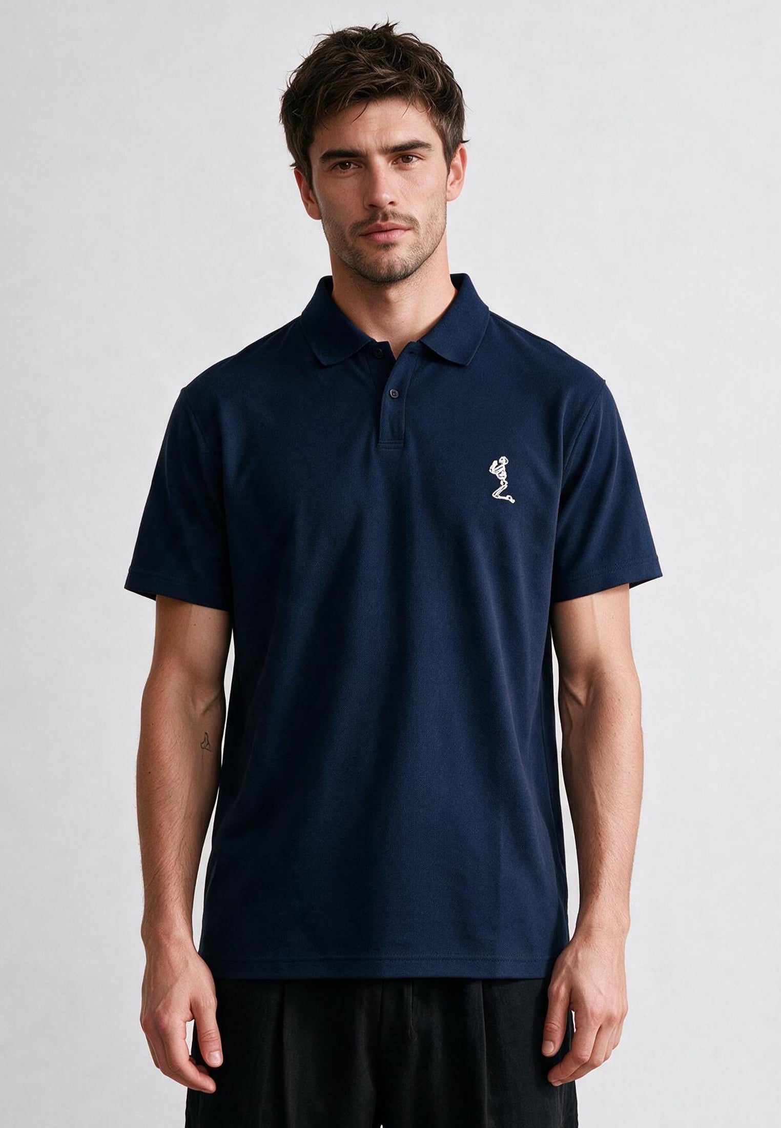 ESSENTIAL CURVED HEM NAVY POLO SHIRT