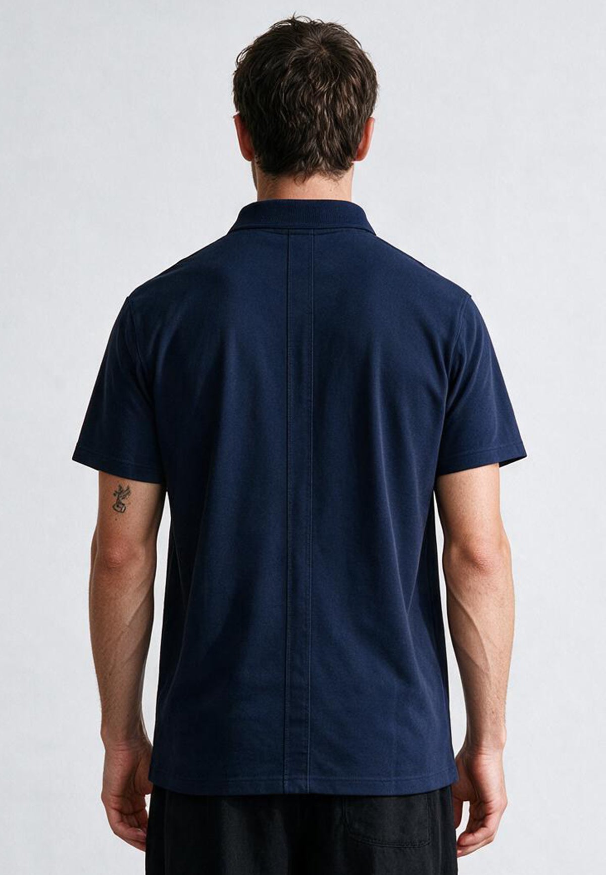 ESSENTIAL CURVED HEM NAVY POLO SHIRT