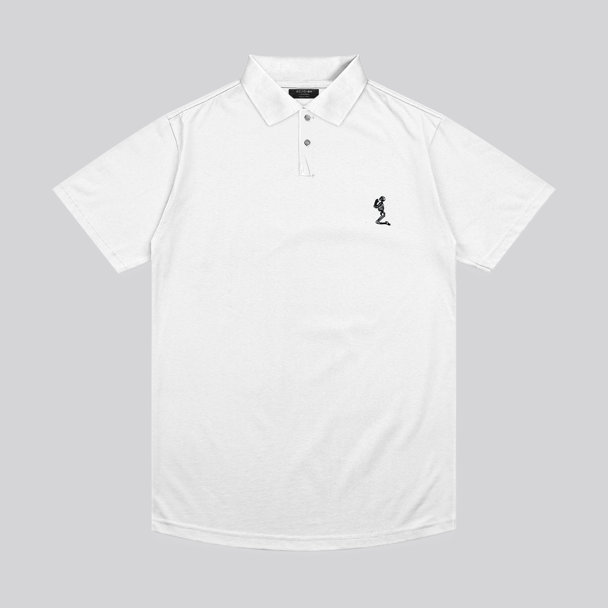 ESSENTIAL CURVED HEM WHITE POLO SHIRT