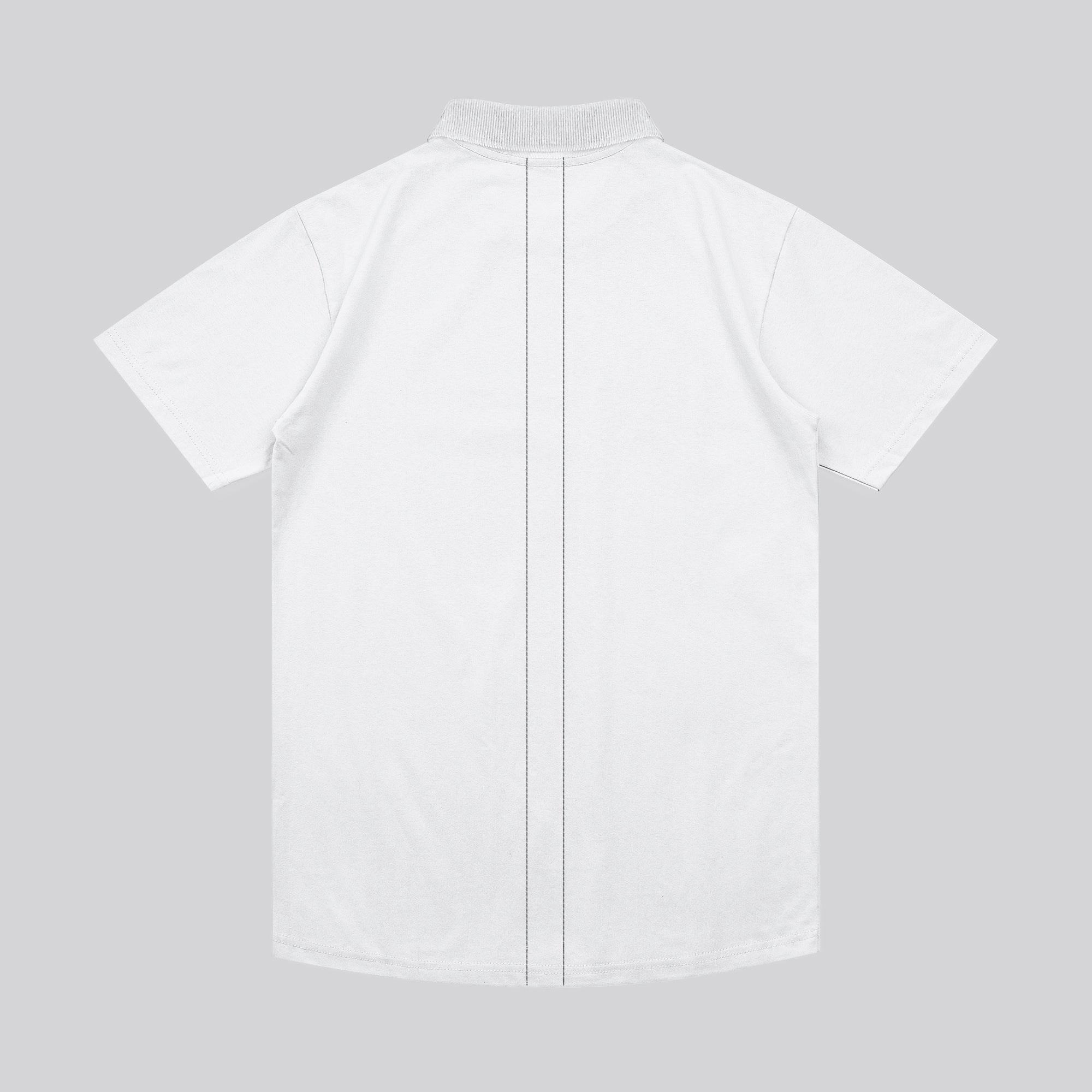 ESSENTIAL CURVED HEM WHITE POLO SHIRT