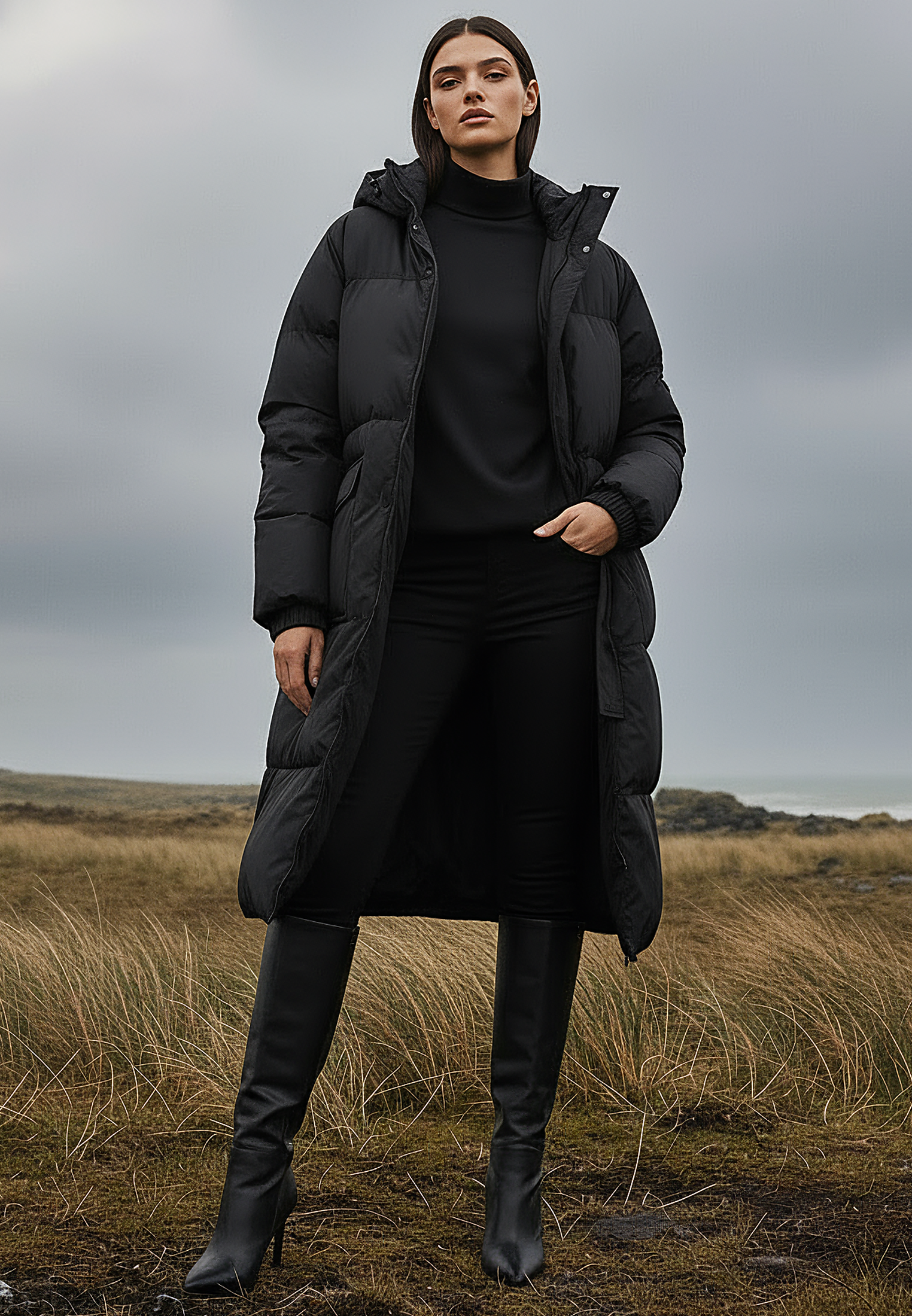 BLACK VOYAGER PUFFER PARKA