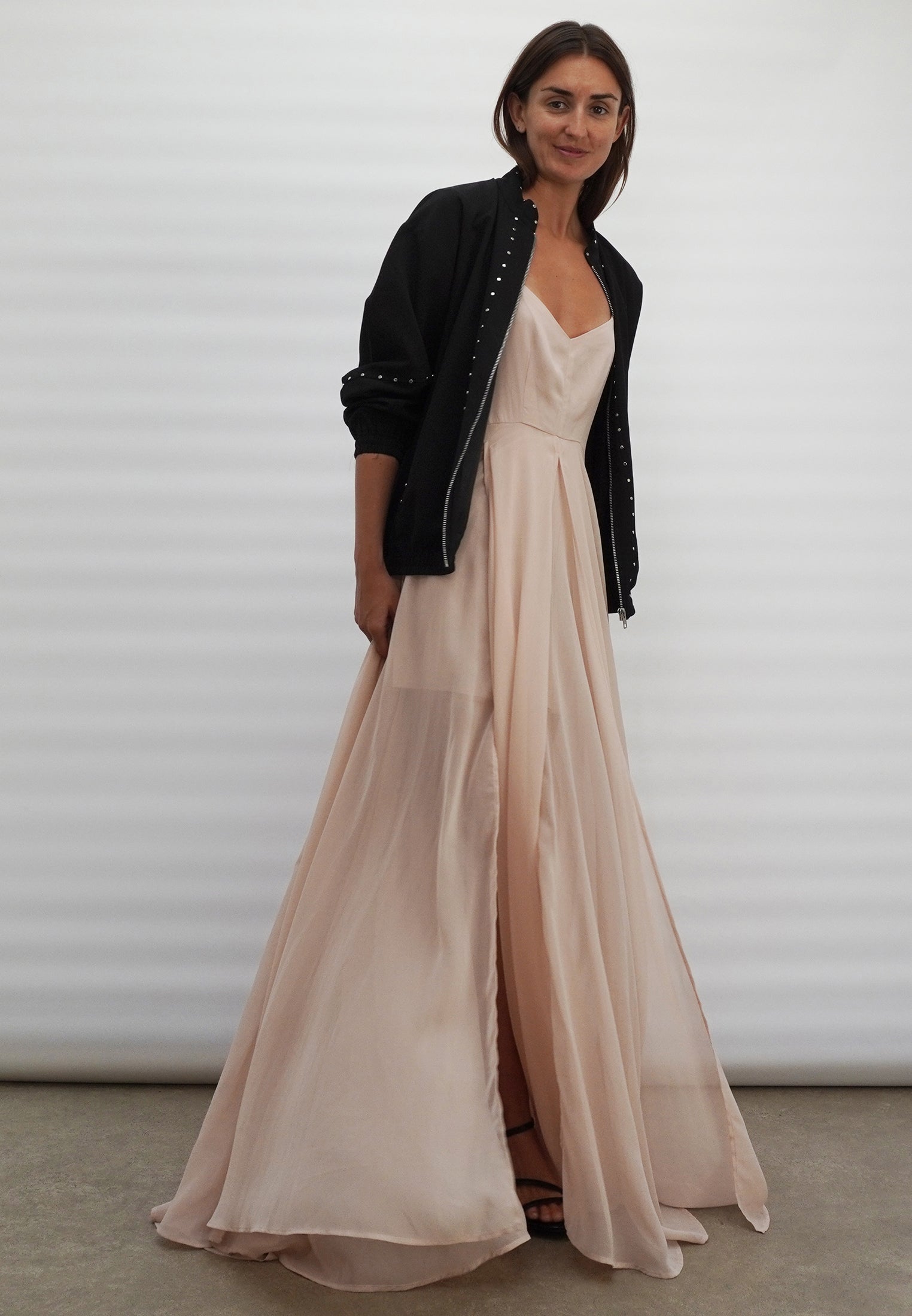 Silver silk sale maxi dress