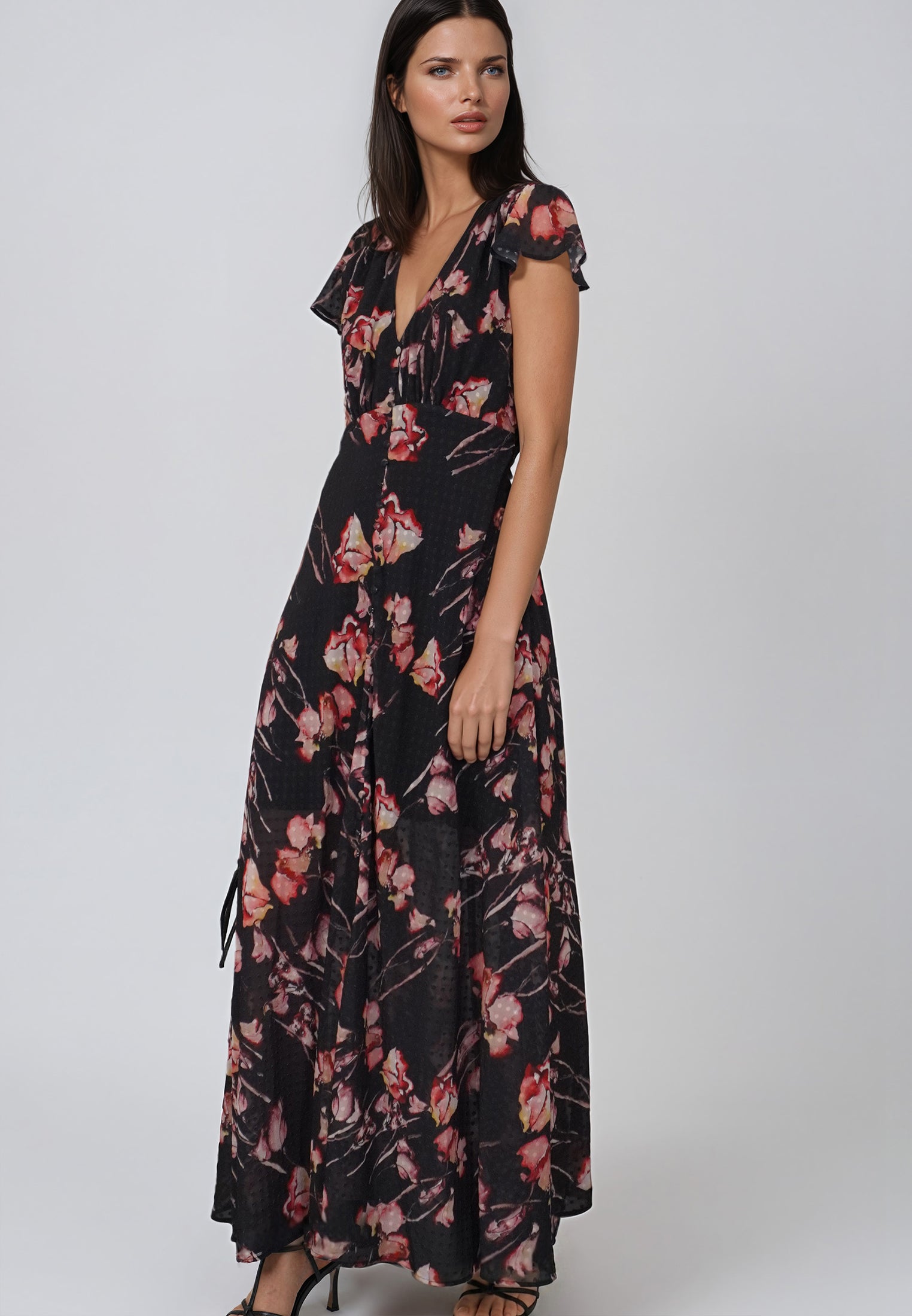 INDIUM MAXI DRESS TIMID DARK FLORAL