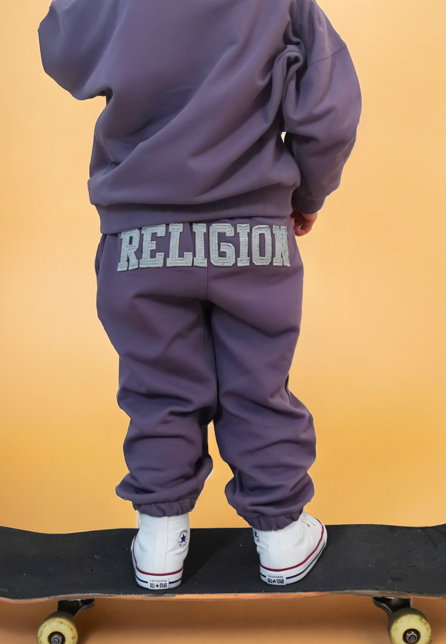 KIDS RELIGION SEAMED DARTED SWEATPANTS MAUVE