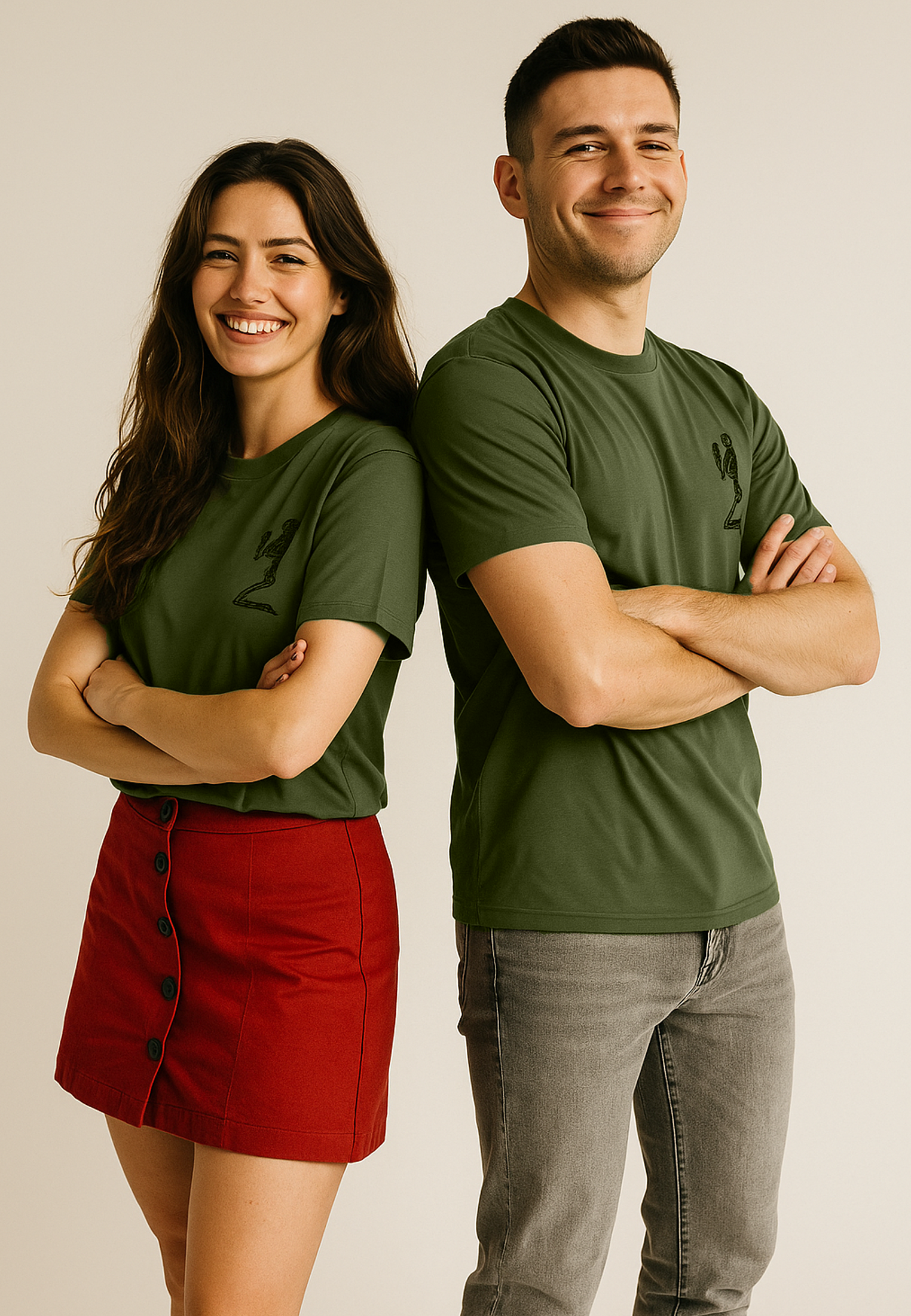 ESSENTIAL BIG SKELETON ARMY GREEN T-SHIRT