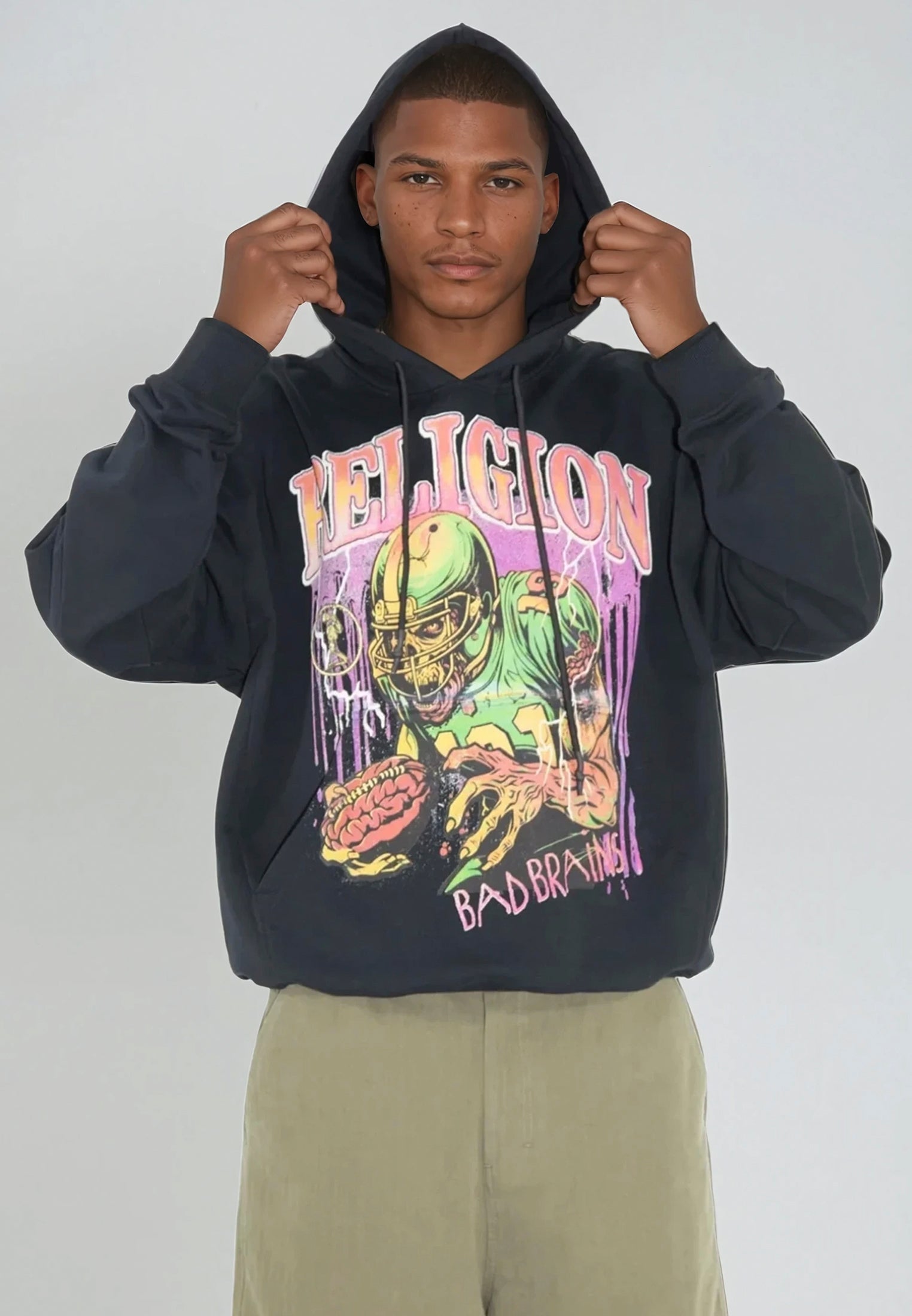 RELIGION FOOTBALL HOODY BLACK