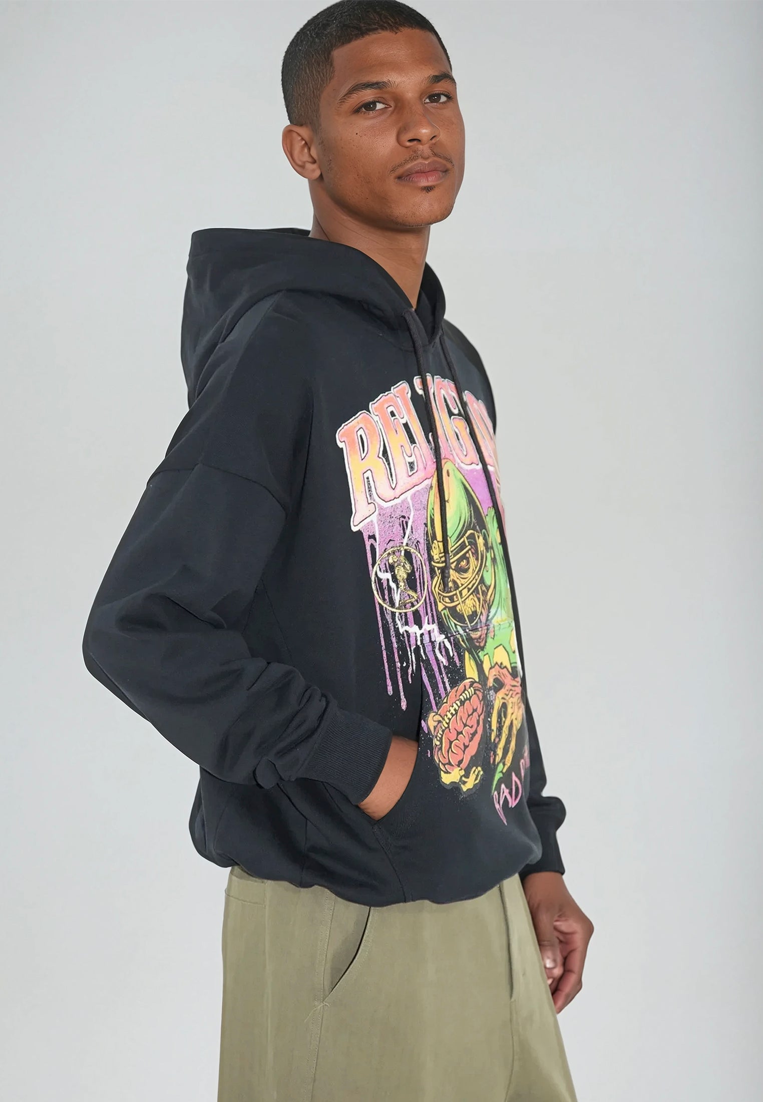 RELIGION FOOTBALL HOODY BLACK