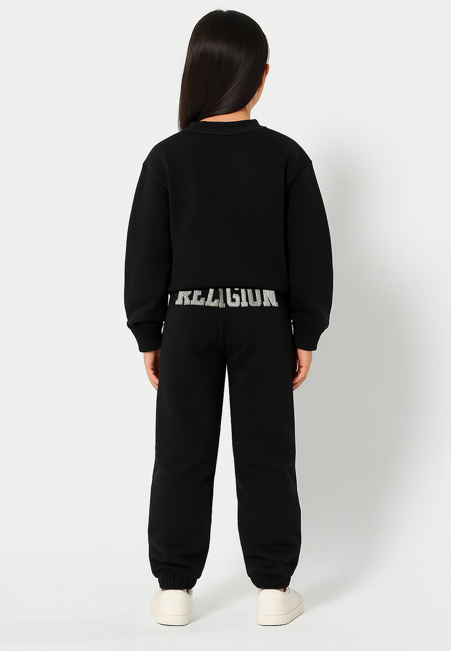 RELIGION GIRLS APPLIQUÉ OVERSIZED SWEATSHIRT BLACK