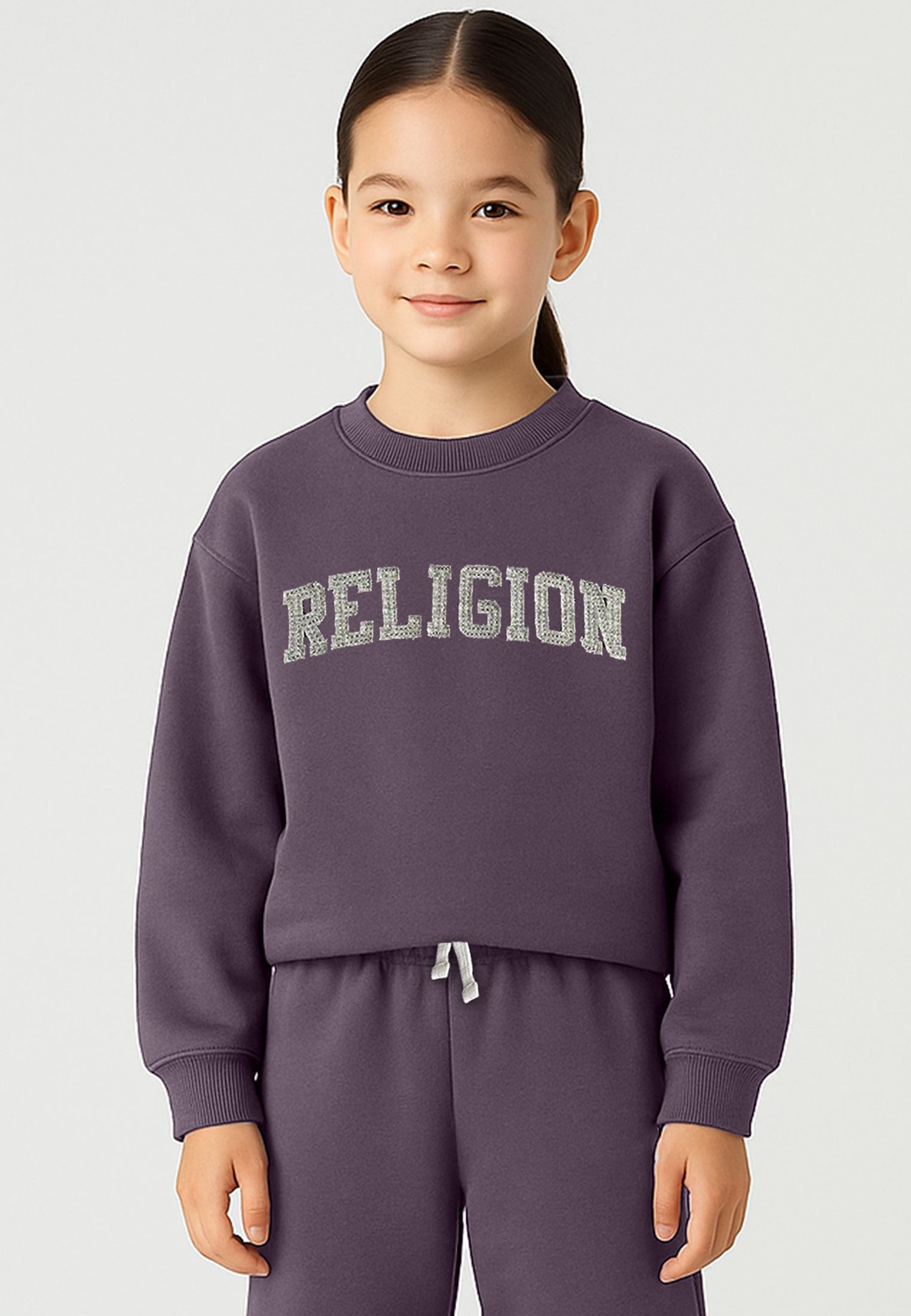 RELIGION GIRLS APPLIQUÉ OVERSIZED SWEATSHIRT MAUVE