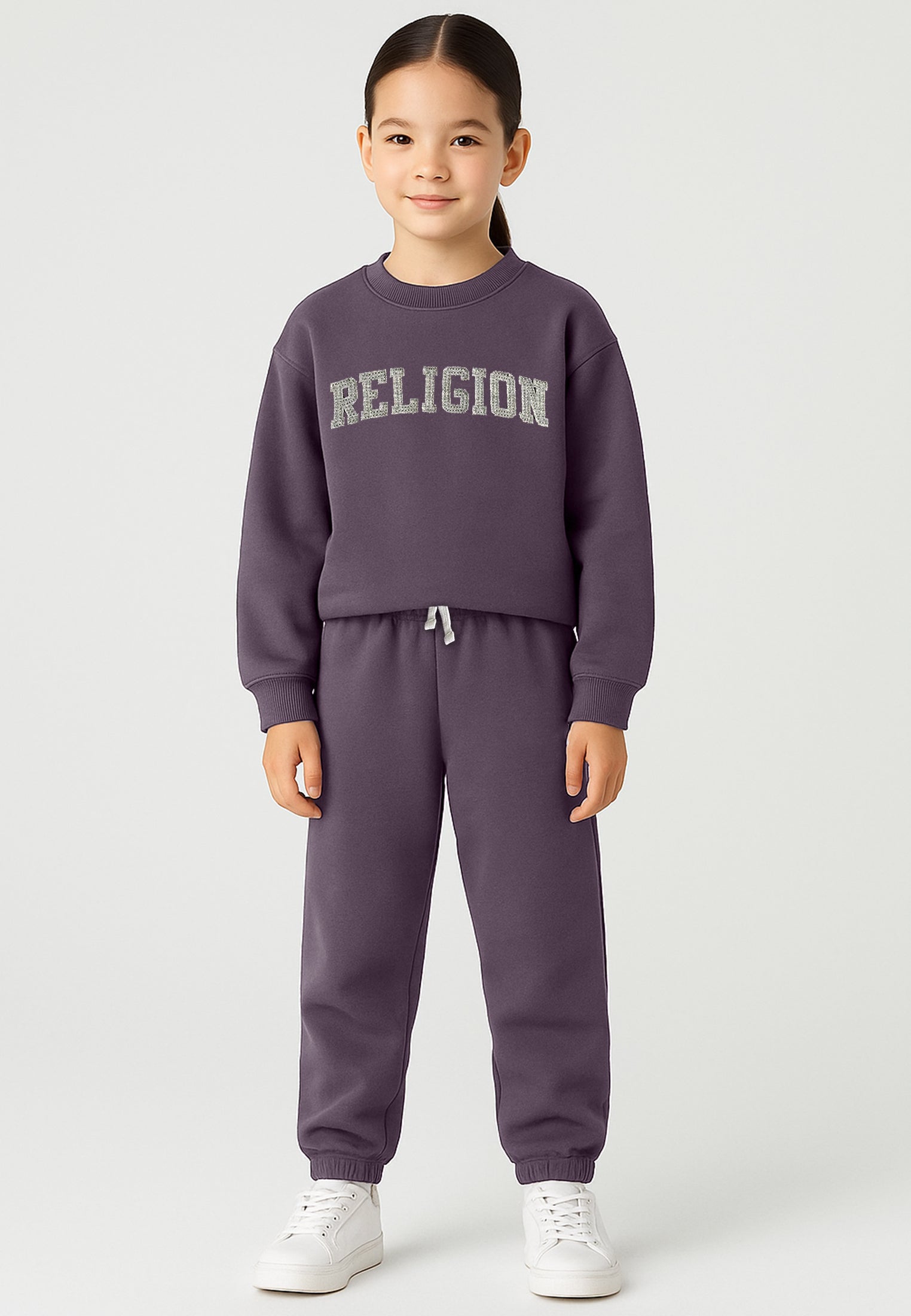 RELIGION GIRLS APPLIQUÉ OVERSIZED SWEATSHIRT MAUVE