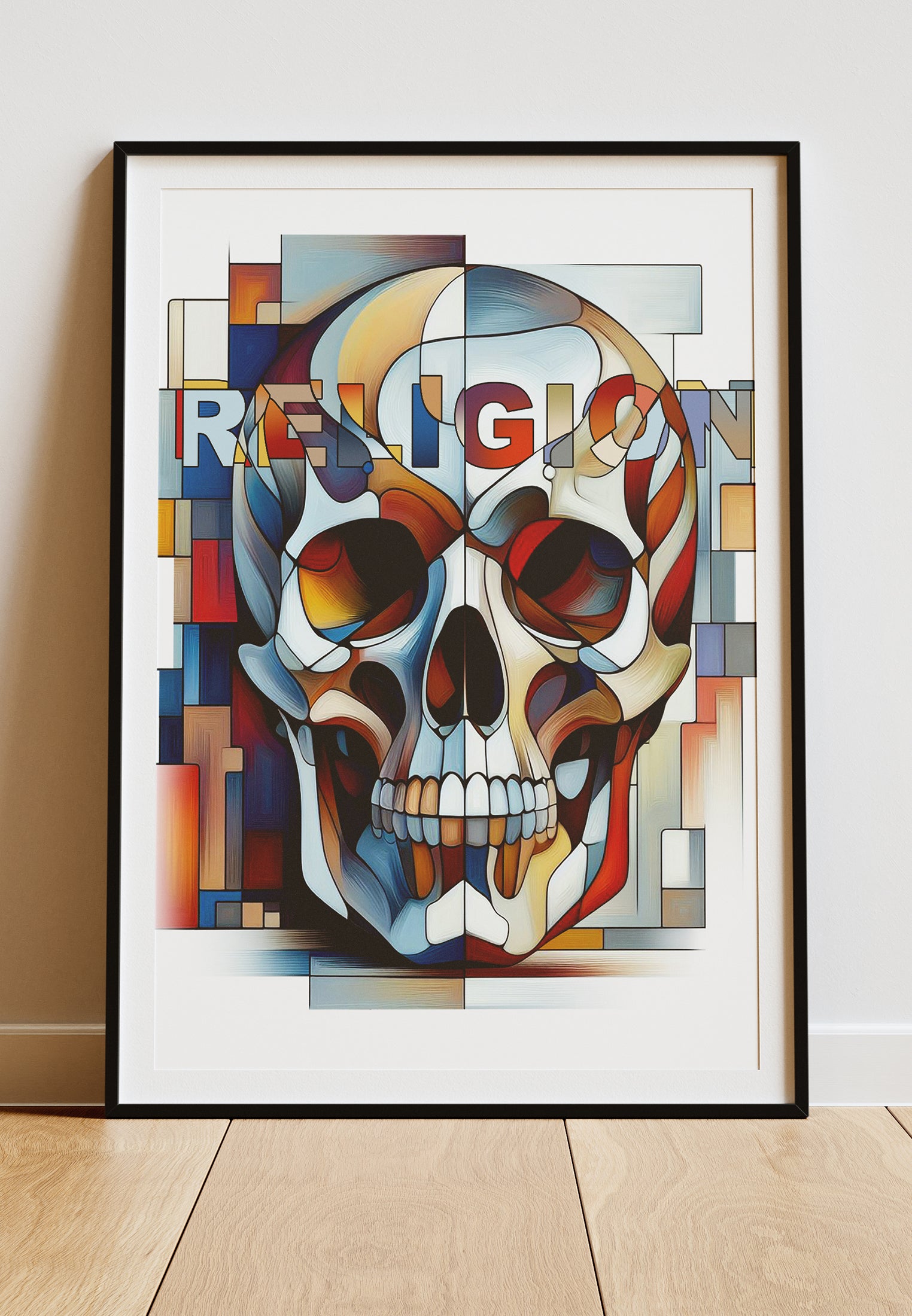 DIGITAL PRINT ABSTRACT SKULL ART POSTER