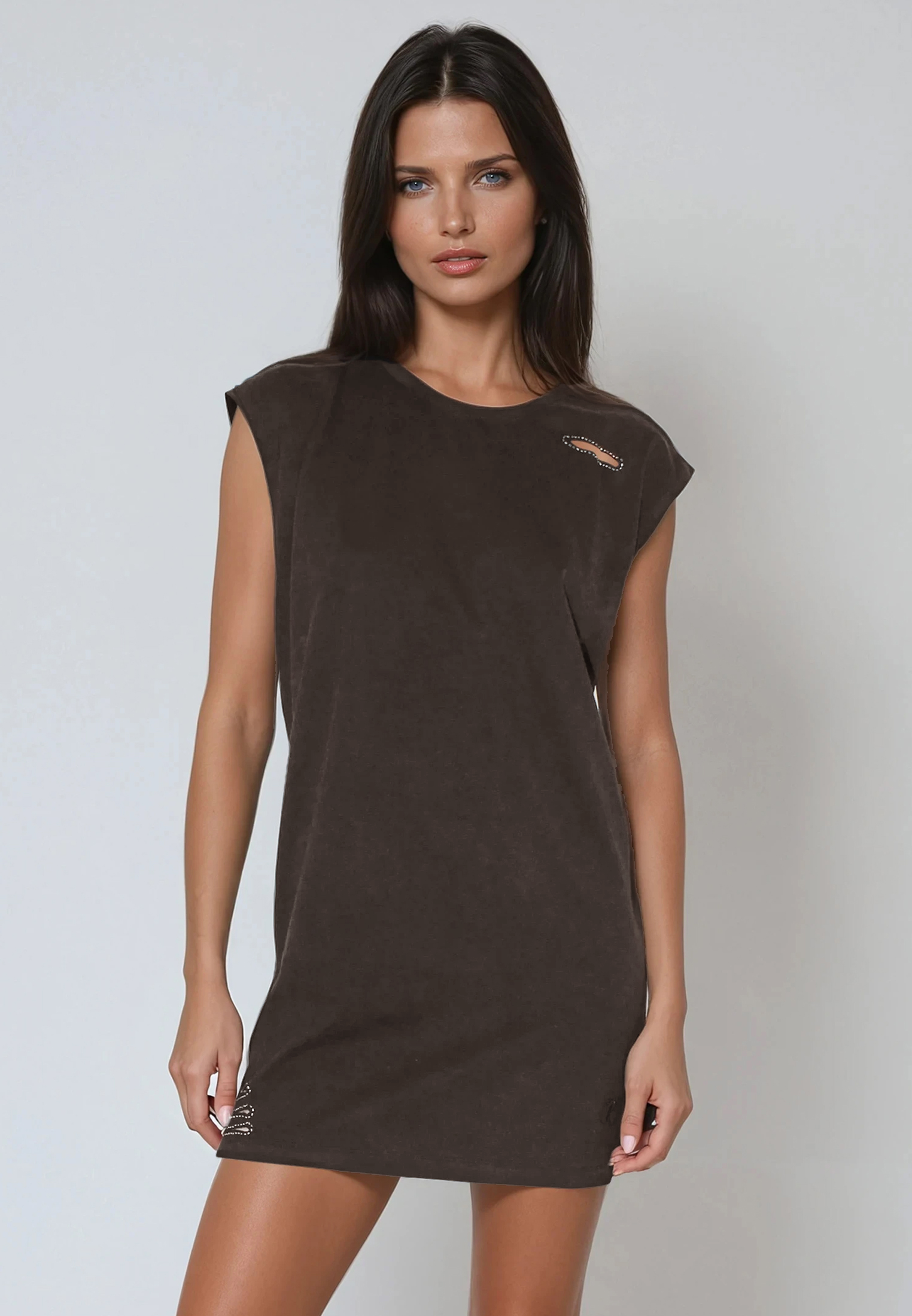 SEQUIN DRESS CHOCOLATE RUST