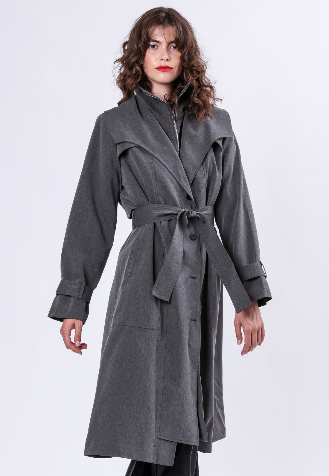 Charcoal Stem Trenchcoat Set