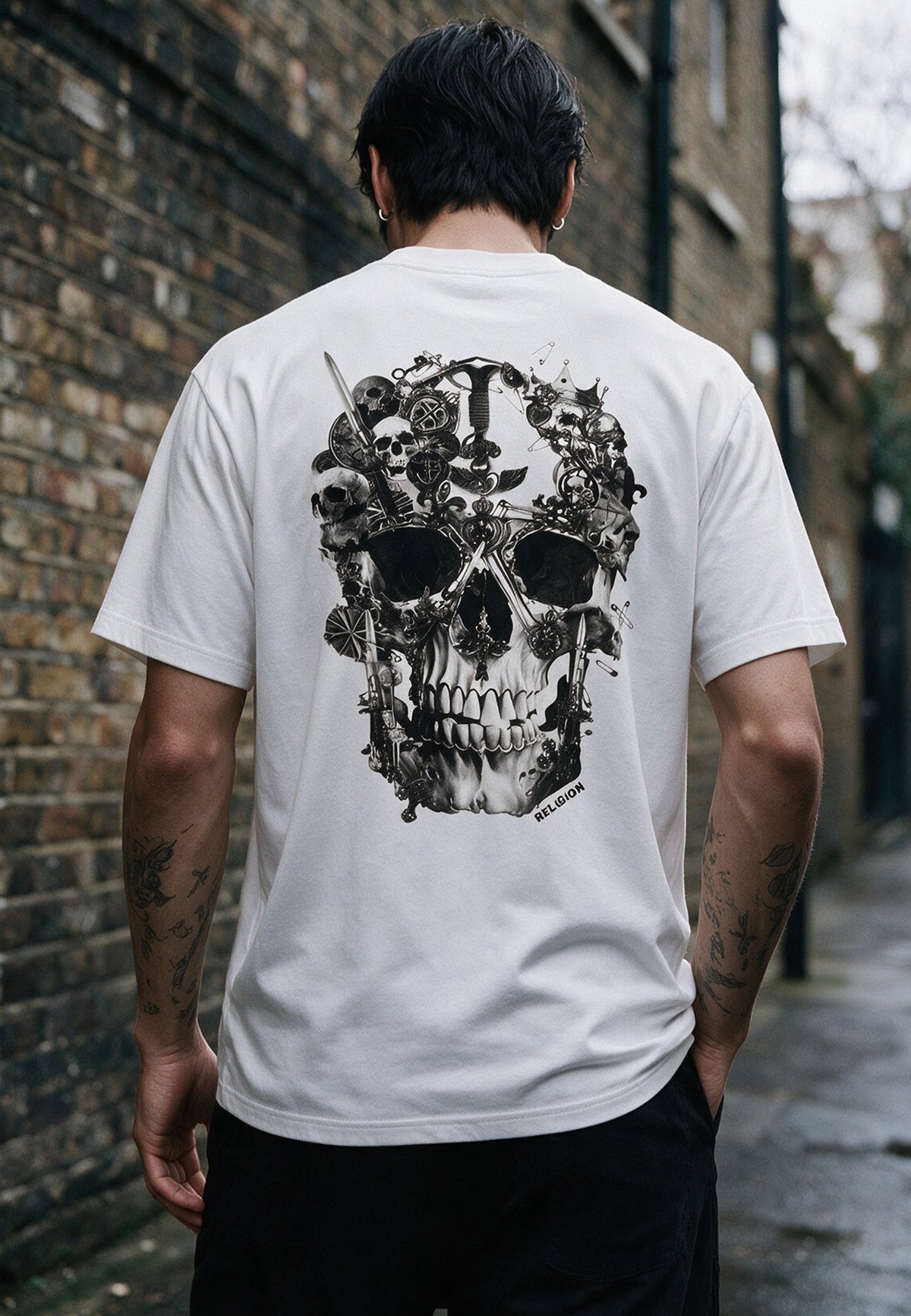 ANTIQUE SKULL T-SHIRT WINTER WHITE