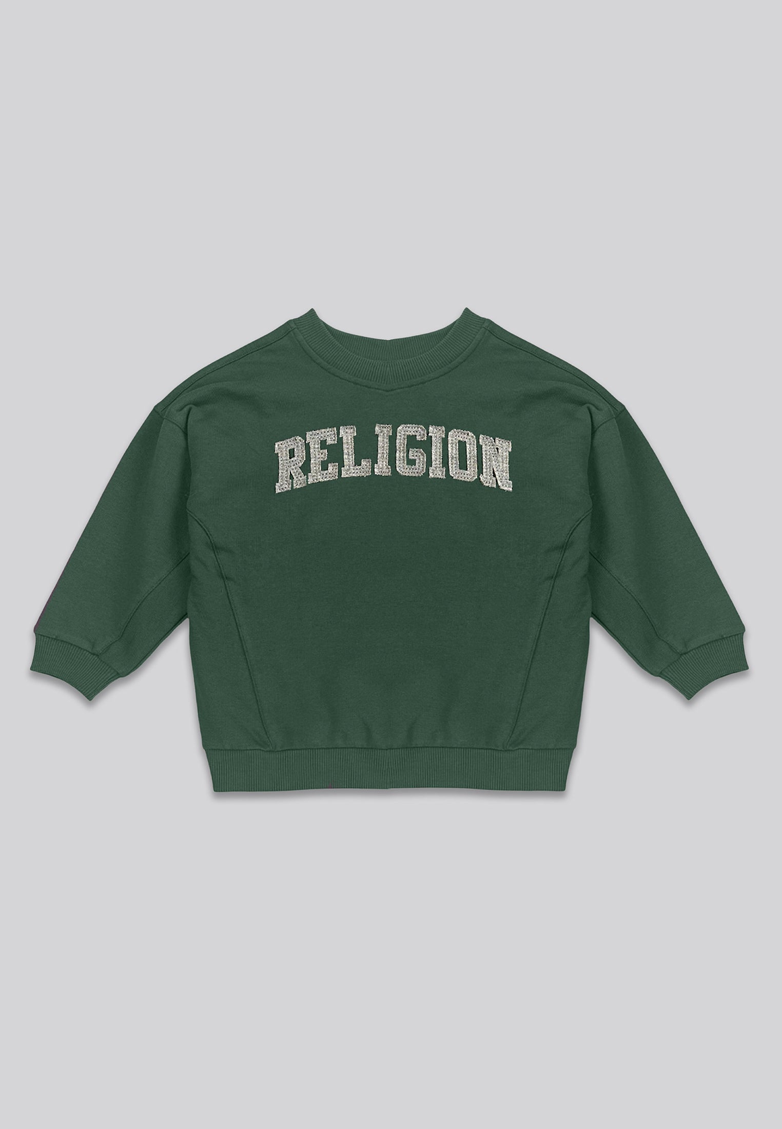 KIDS RELIGION APPLIQUÉ OVERSIZED SWEATSHIRT GREEN