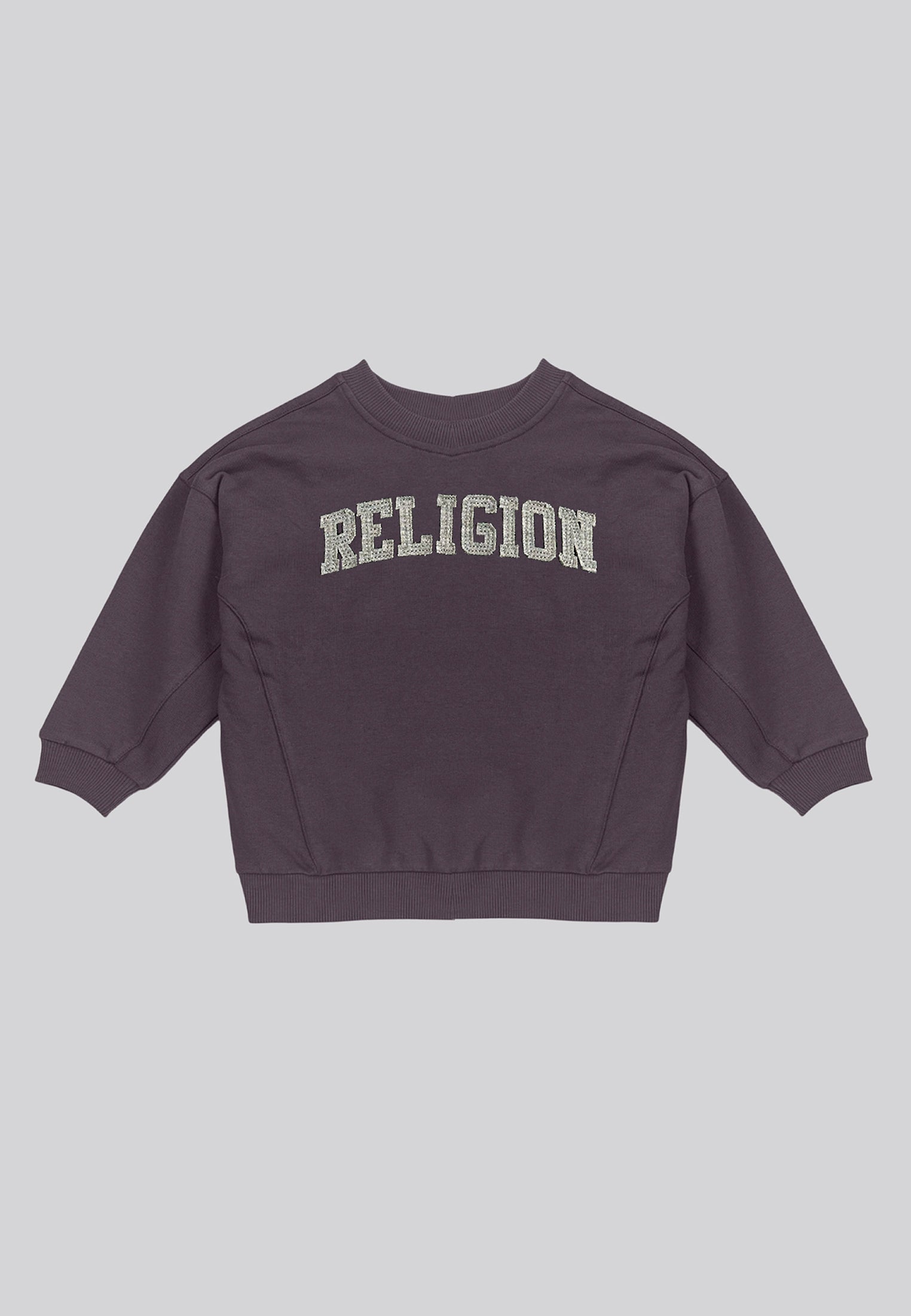 KIDS RELIGION APPLIQUÉ OVERSIZED SWEATSHIRT MAUVE