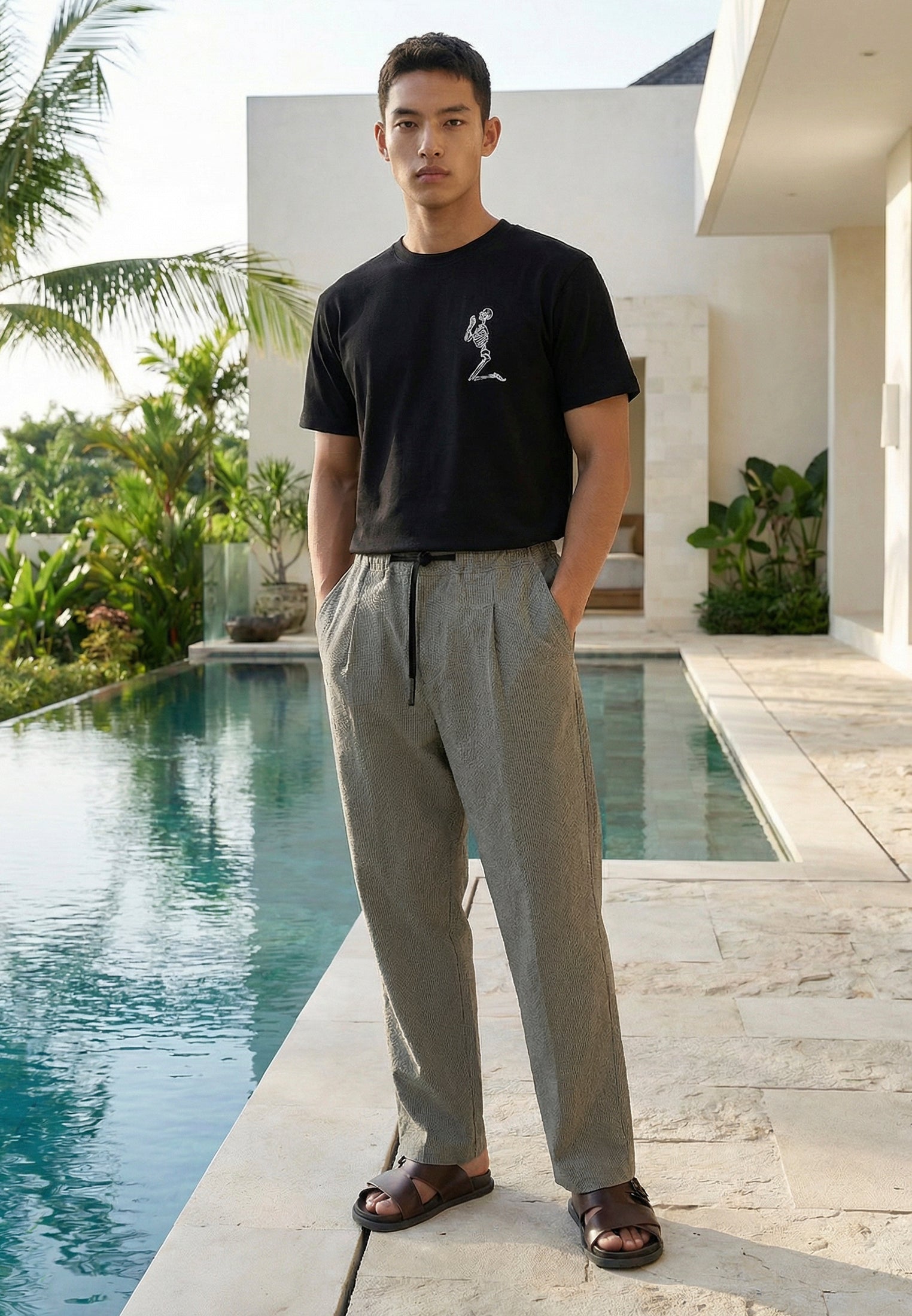 MYKONOS PLEATED HOLIDAY TROUSERS MOSS GREEN