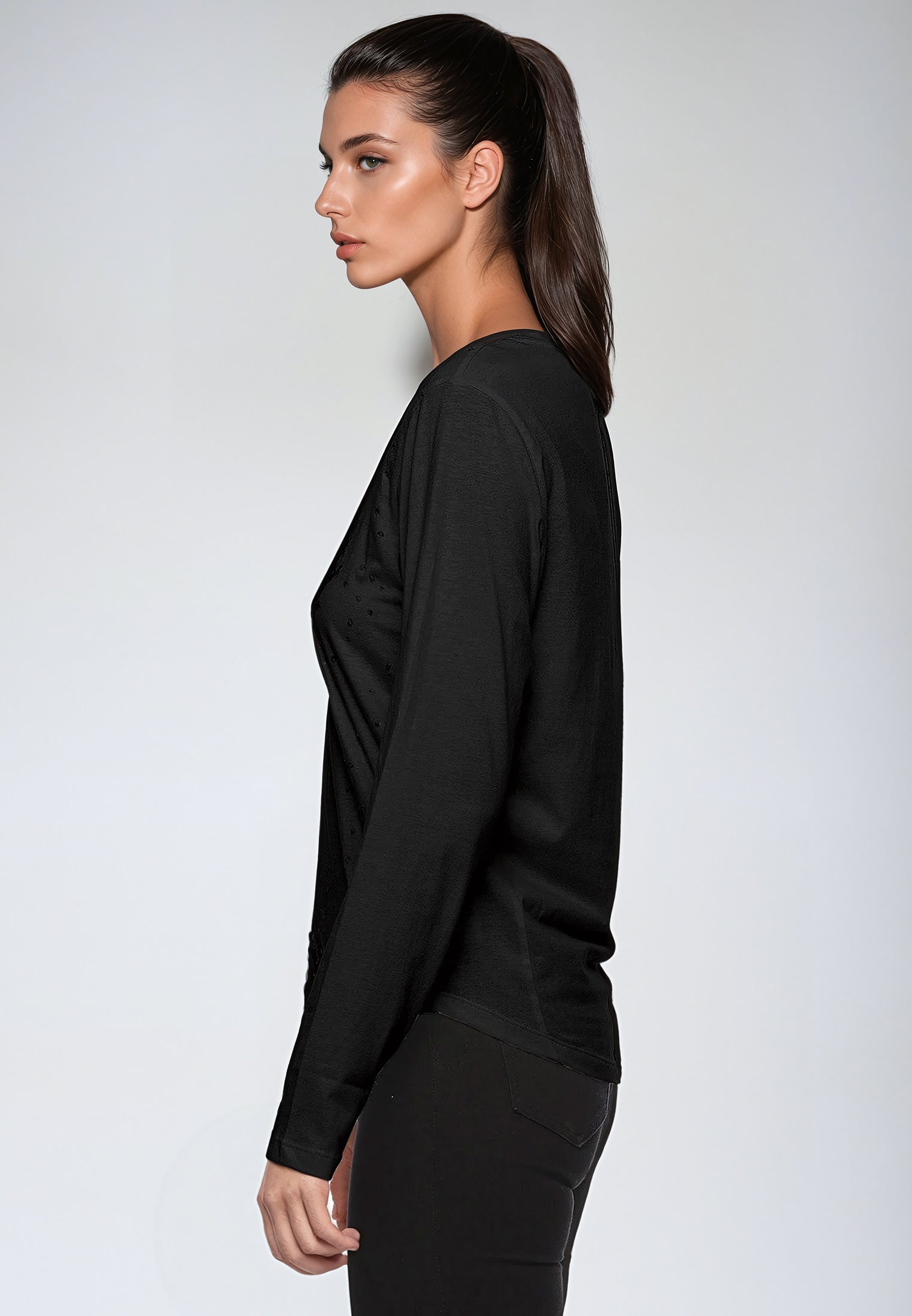 CROSS BOTANICAL LONG SLEEVE TOP BLACK