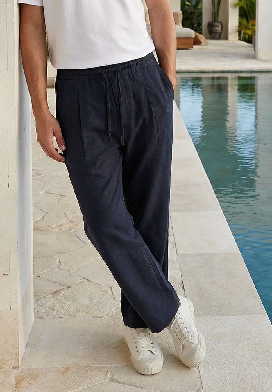 MONACO PLEATED HOLIDAY TROUSERS MIDNIGHT