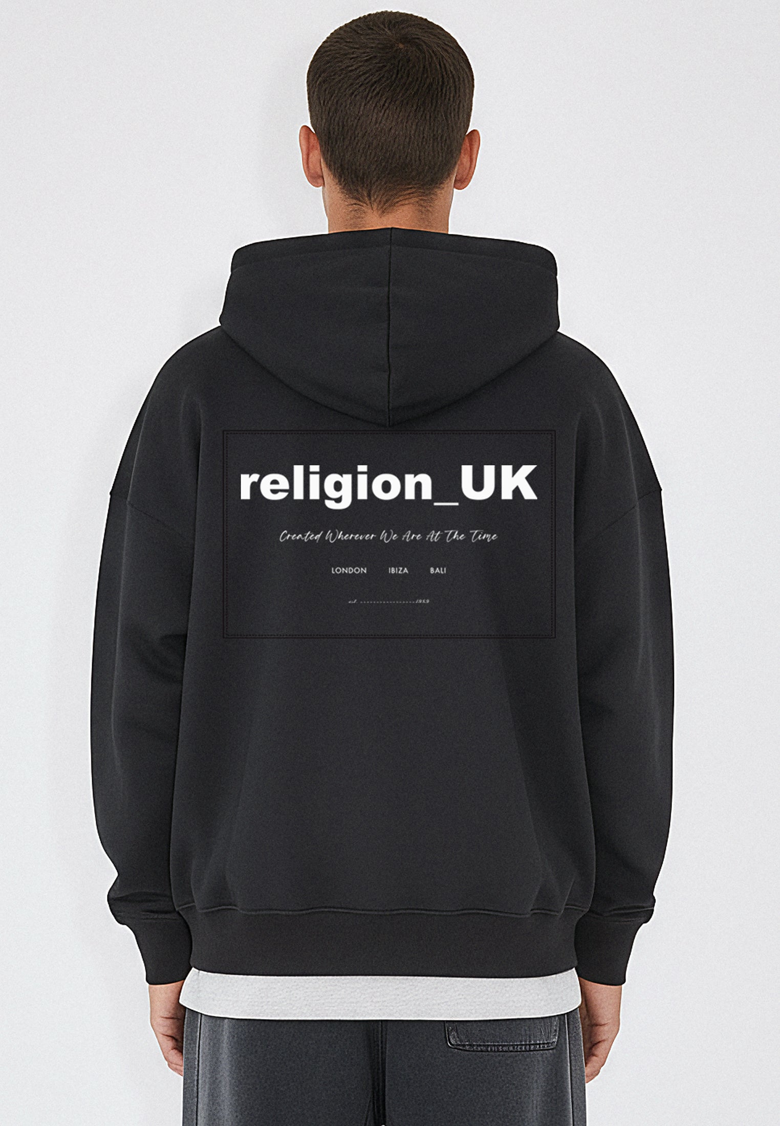 RELIGION UK ZIP UP HOODIE BLACK