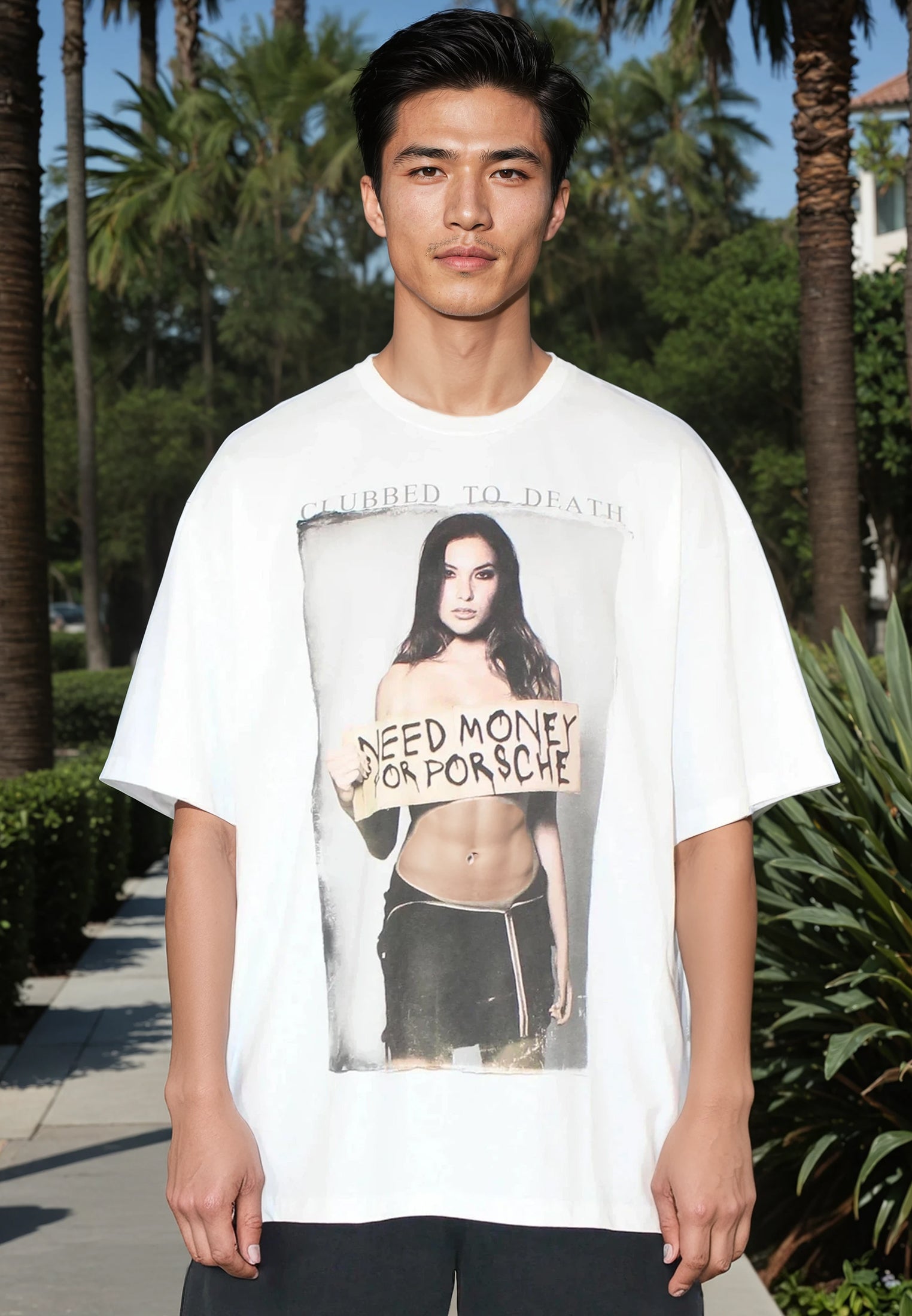 NEED MONEY OVERSIZED T-SHIRT WHITE