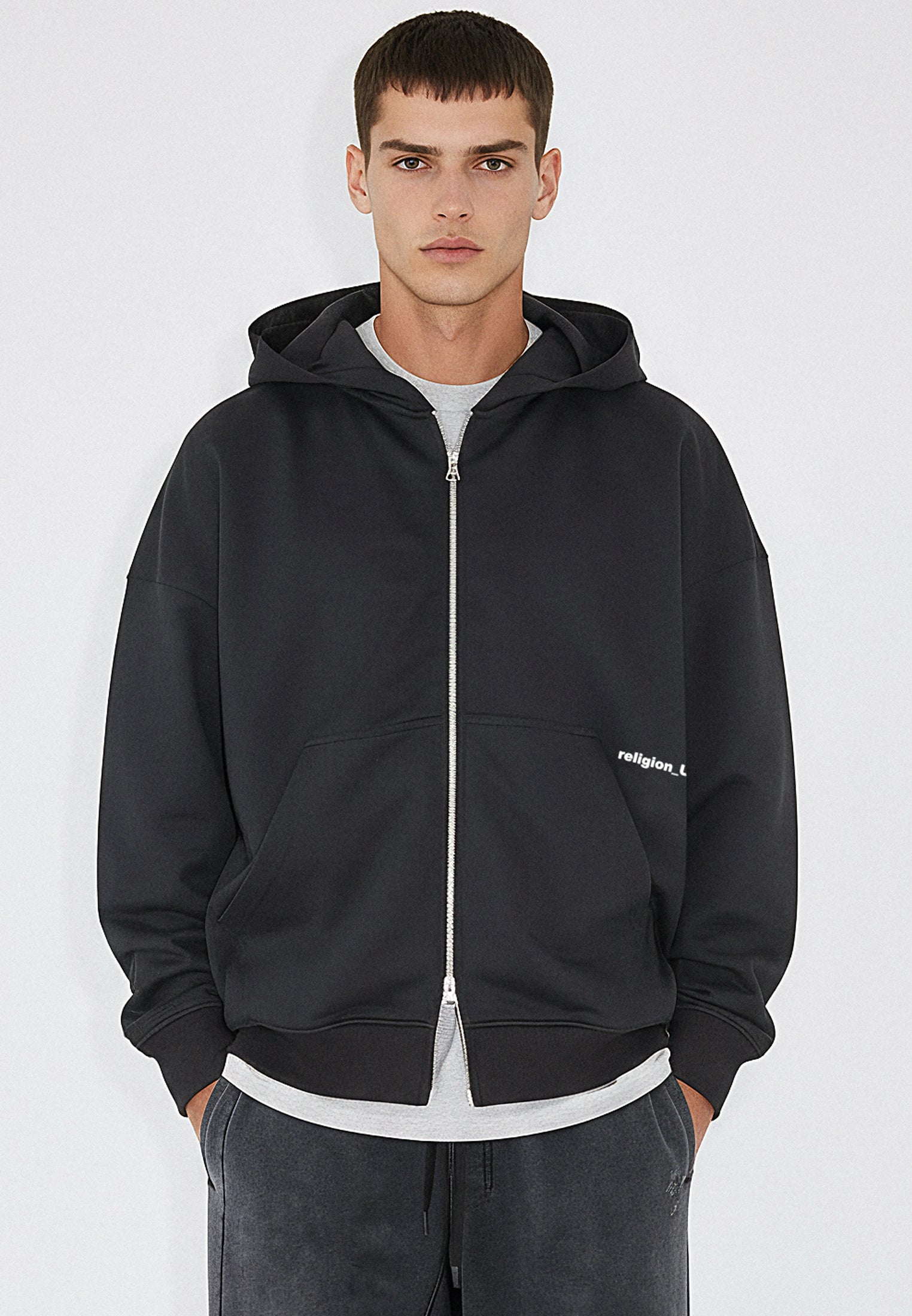 RELIGION UK ZIP UP HOODIE BLACK