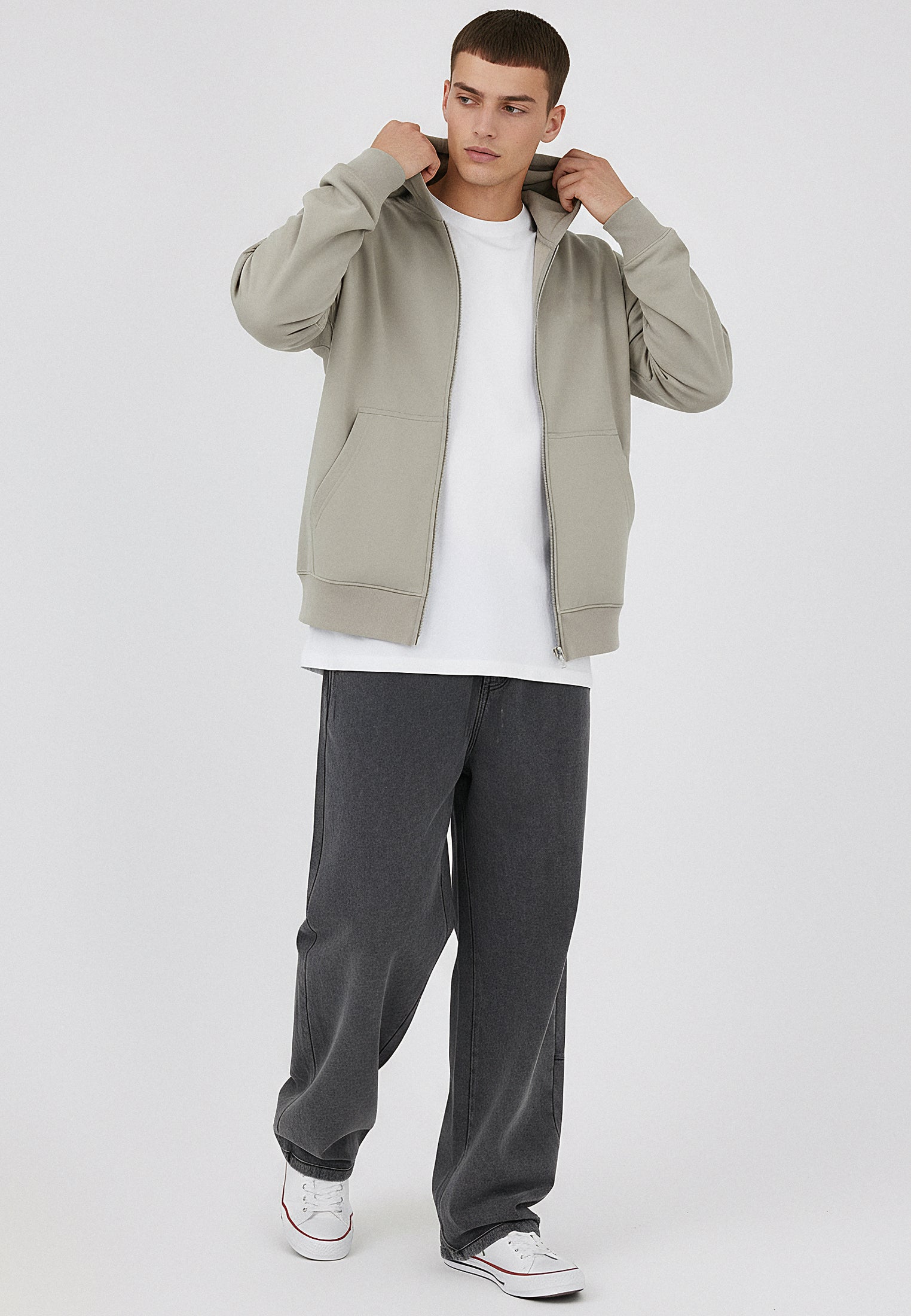 RELIGION UK ZIP UP HOODIE KHAKI