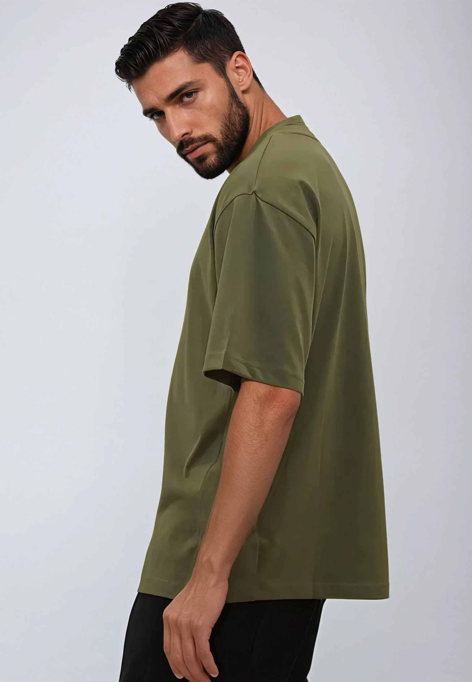 OVERSIZED HEAVY BLOCK T-SHIRT ARMY GREEN