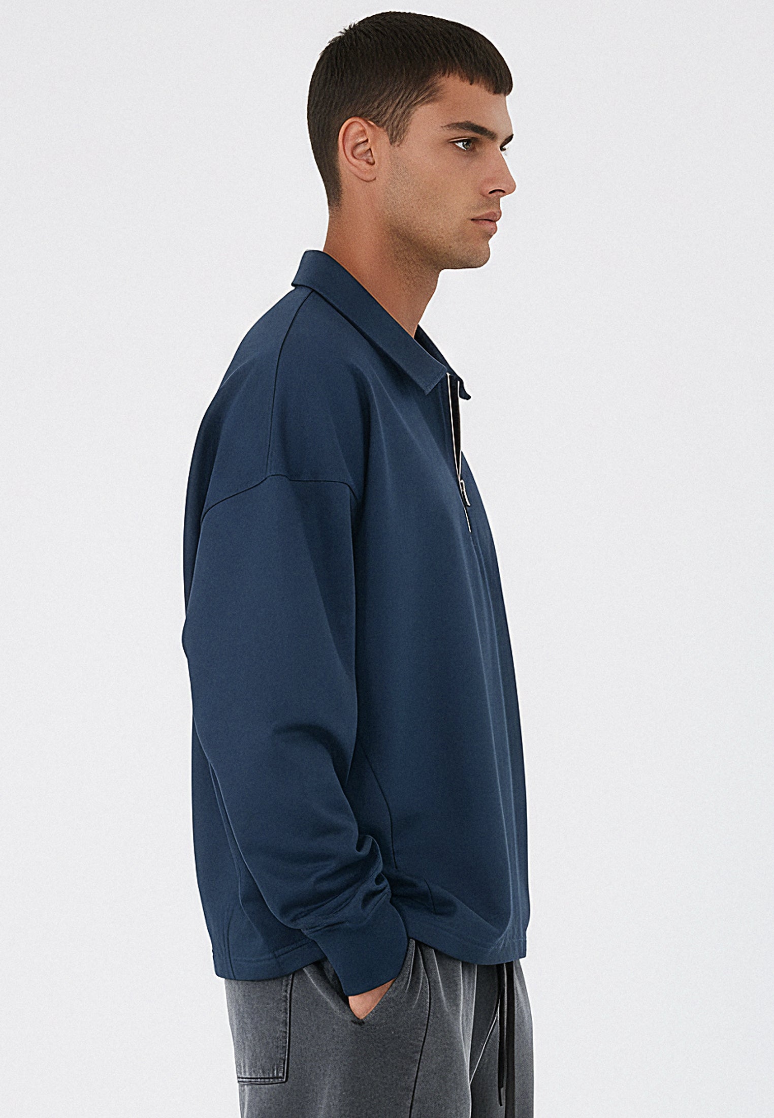 RELIGION UK CROPPED ZIP SWEATSHIRT DARK NAVY