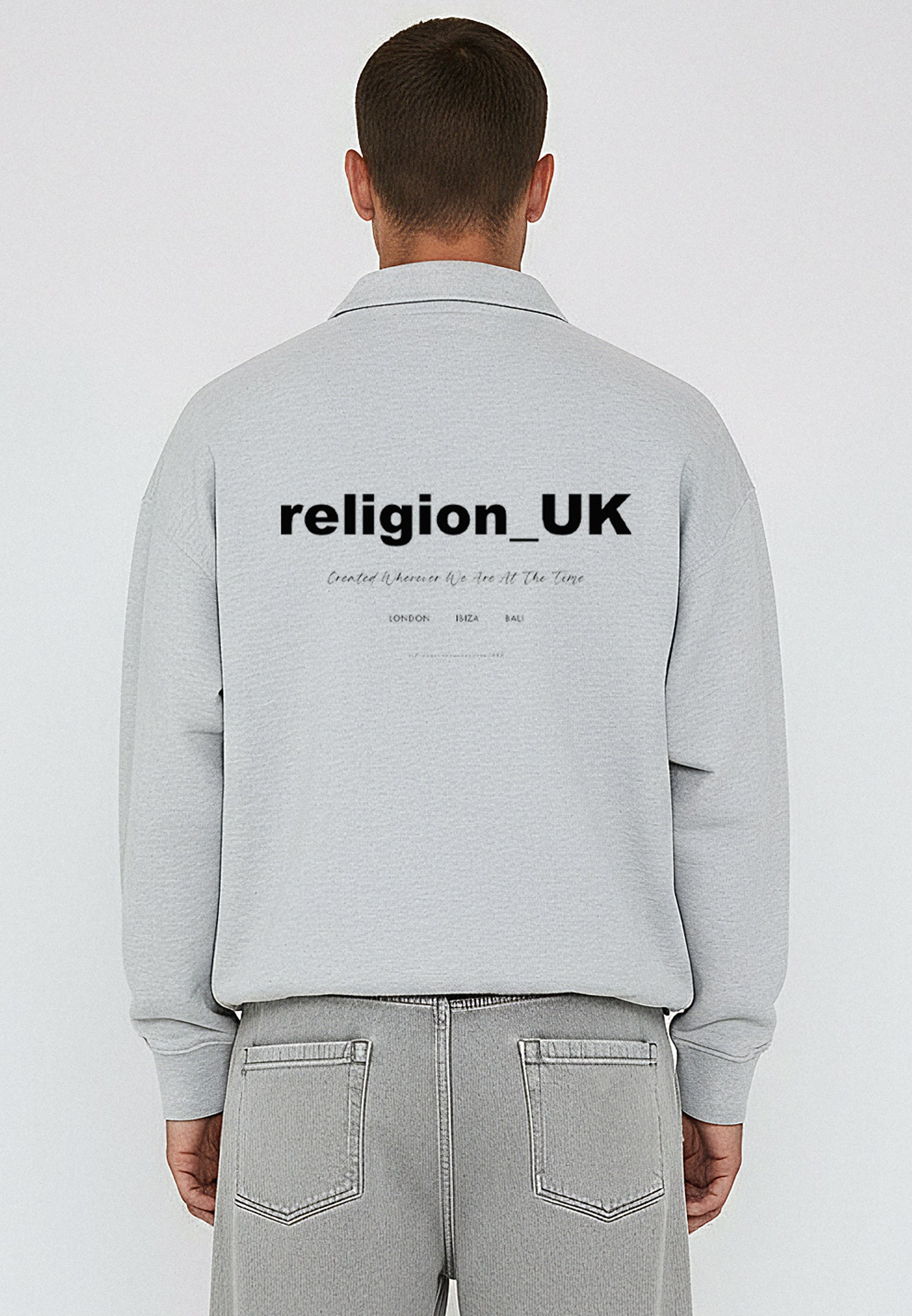 RELIGION UK CROPPED ZIP SWEATSHIRT GREY MARL