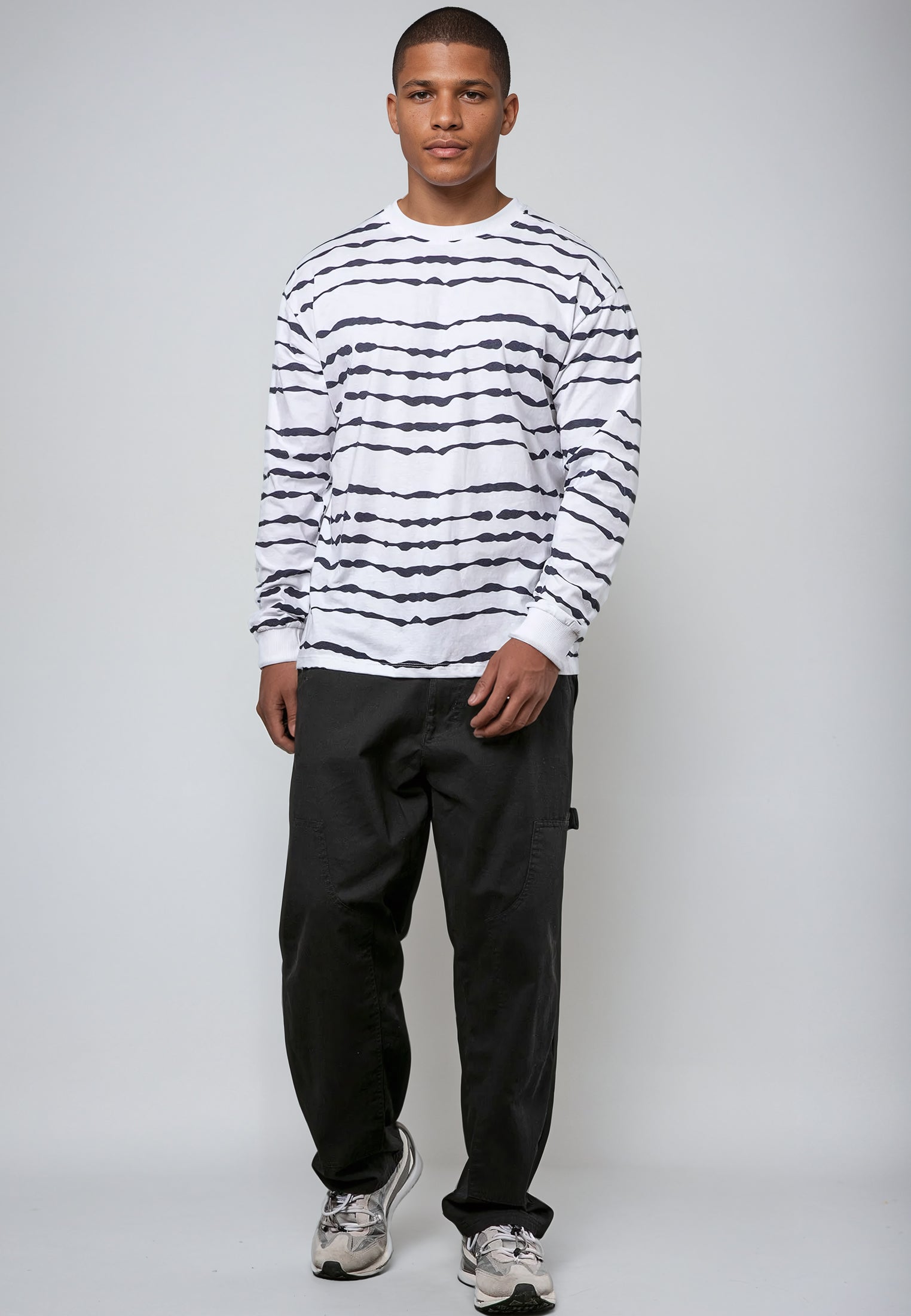 STRIPES LS T-SHIRT WHITE & NAVY