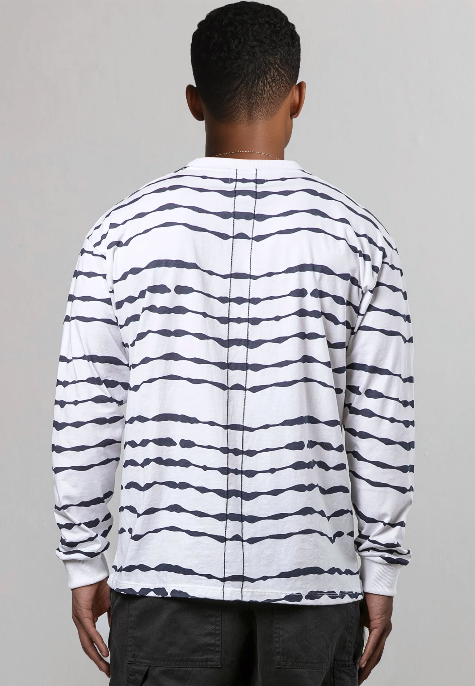 STRIPES LS T-SHIRT WHITE & NAVY