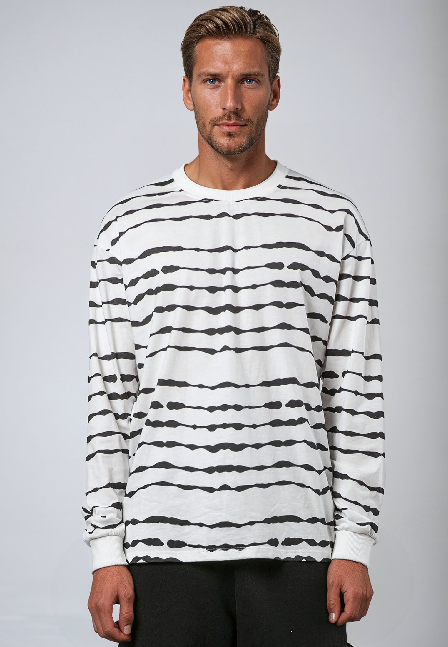 STRIPES LS T-SHIRT WHITE & BLACK