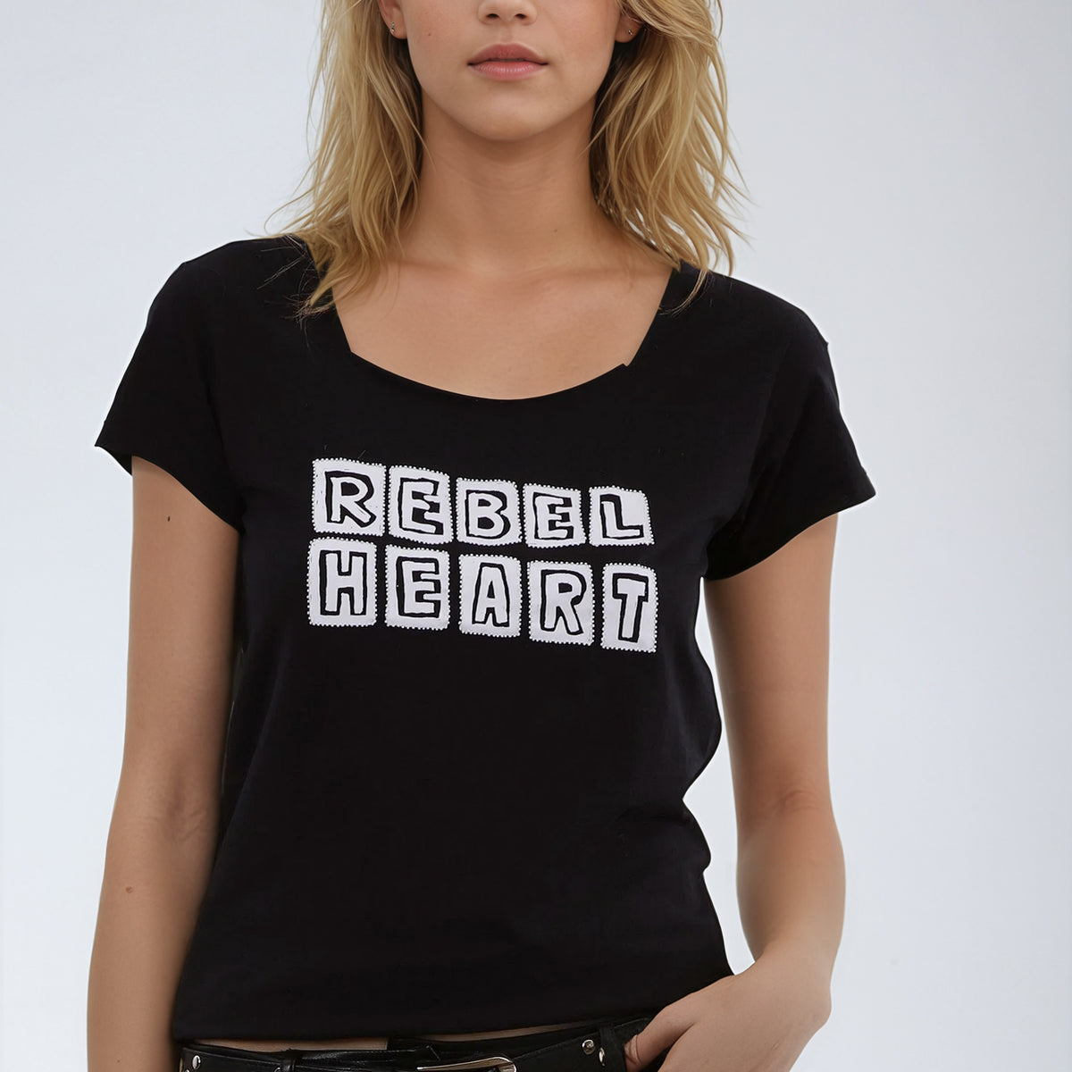 RELIGION Glint Rebel Heart Graphic Black T-Shirt