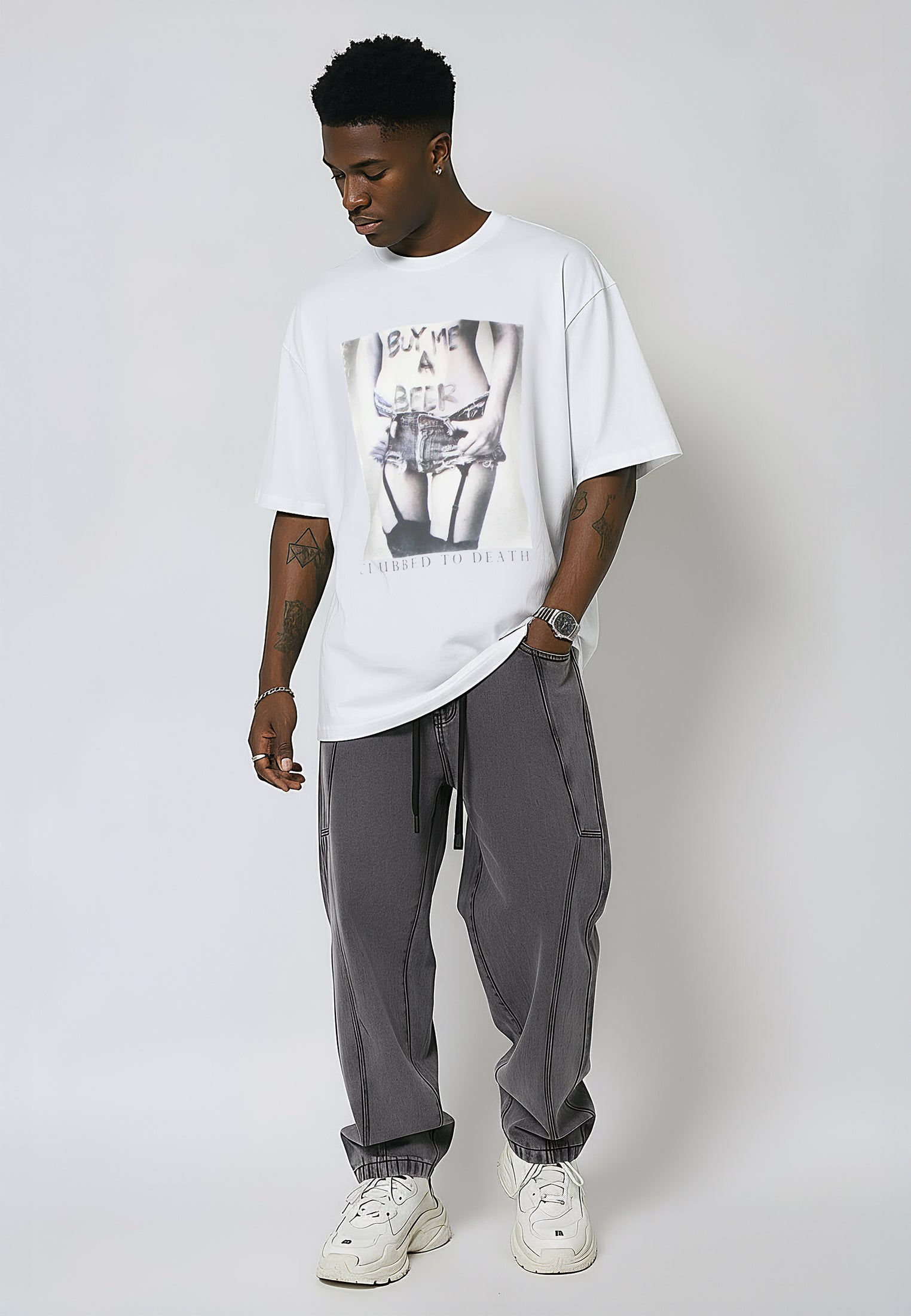BUY ME BEER OVERSIZED T-SHIRT WHITE