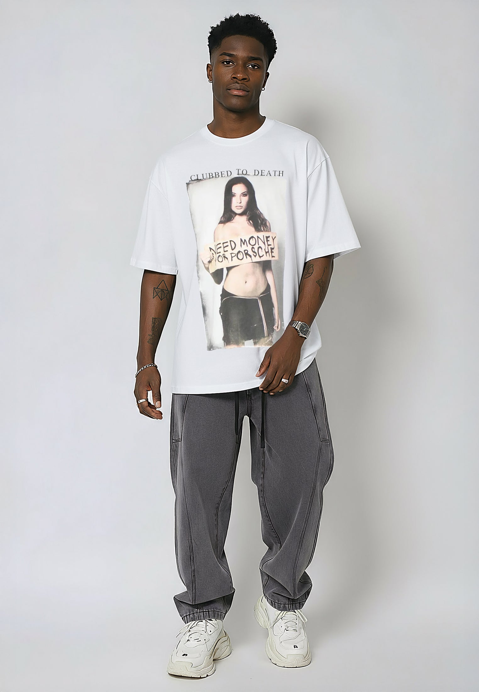 NEED MONEY OVERSIZED T-SHIRT WHITE