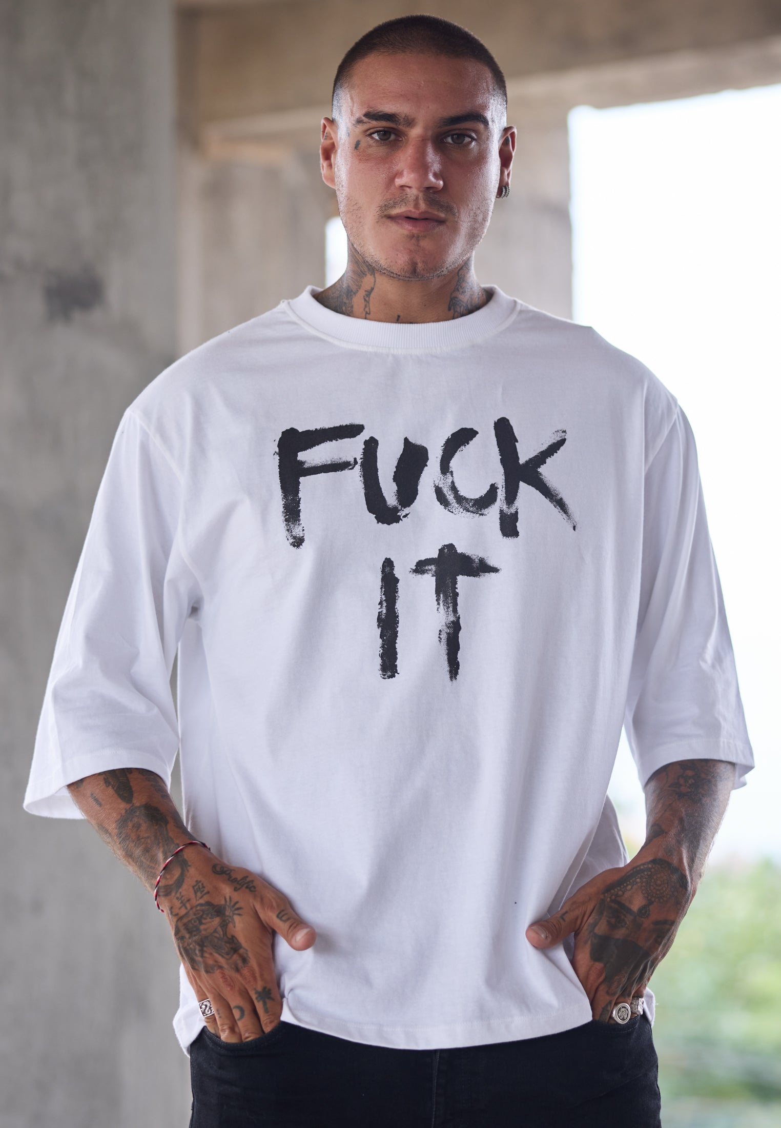 FUCK IT OVERSIZED T-SHIRT WHITE