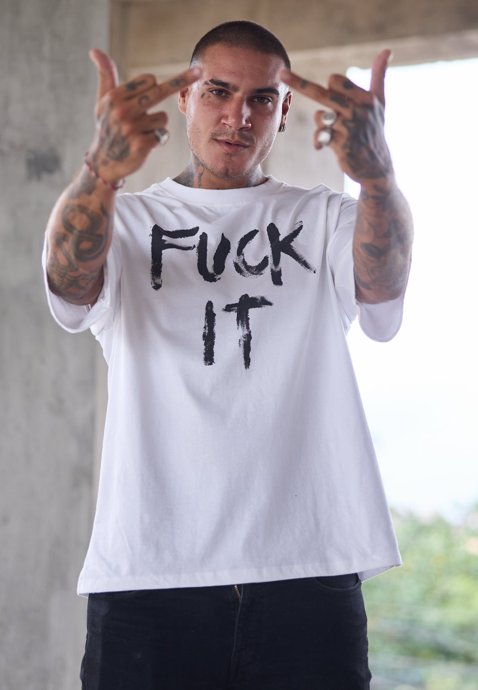 FUCK IT OVERSIZED T-SHIRT WHITE