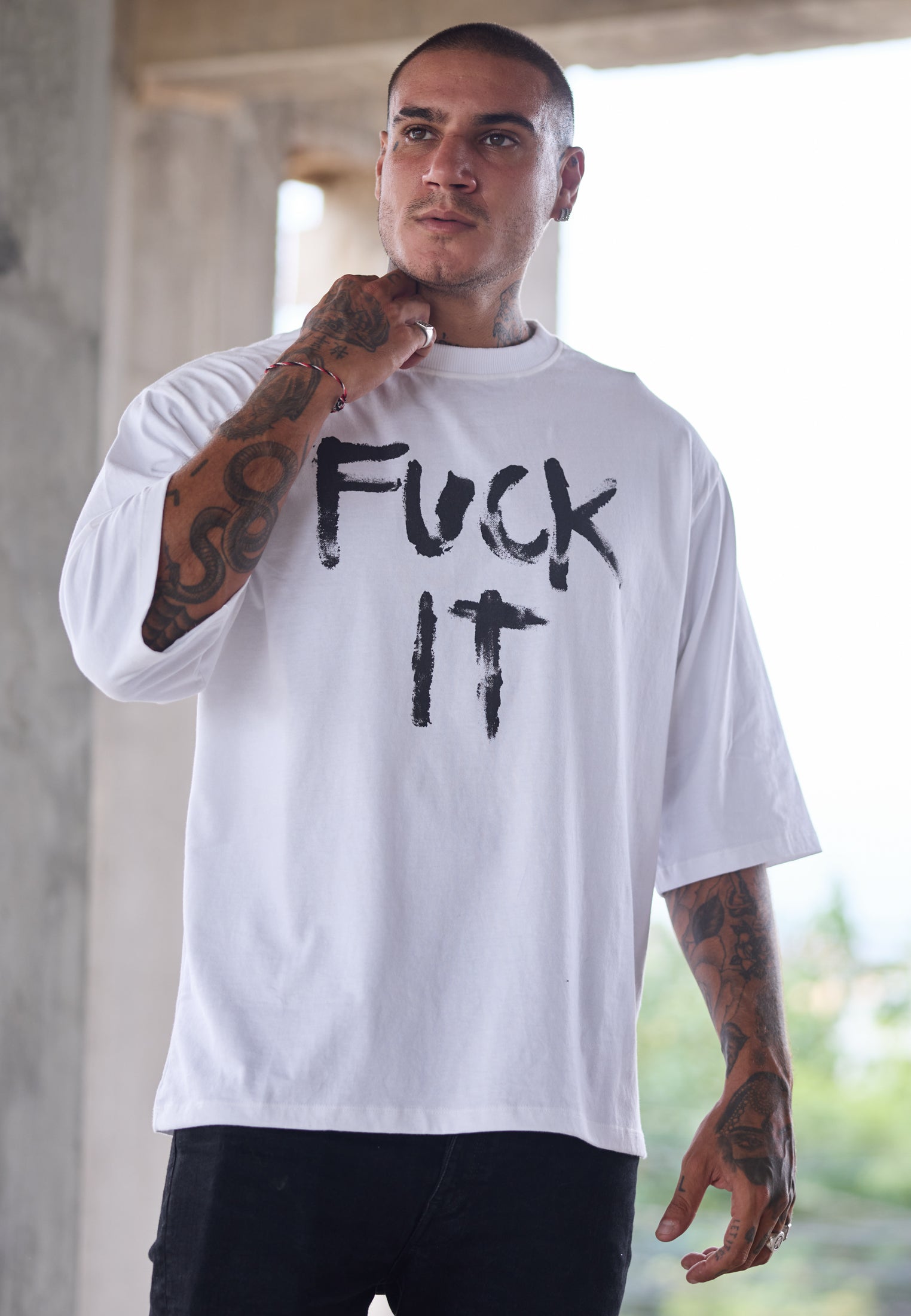 FUCK IT OVERSIZED T-SHIRT WHITE