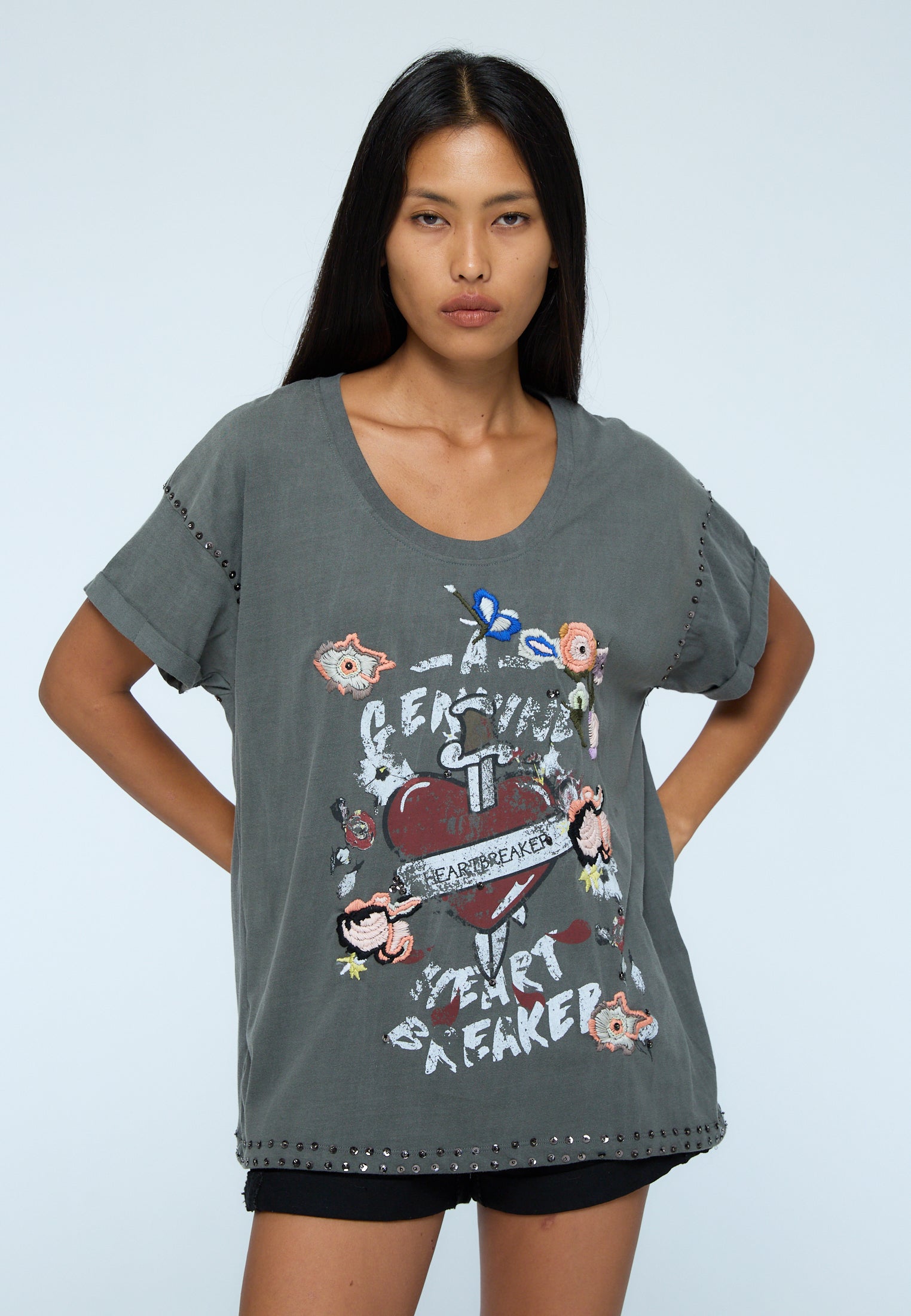 HEARTBREAKER TEE RAW GREY