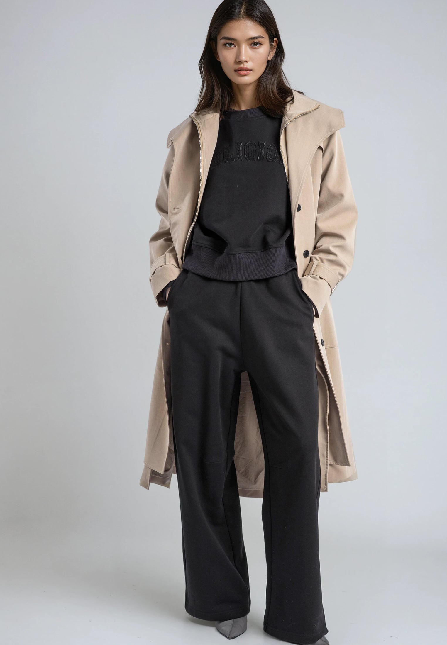 APPLIQUE BATWING SWEAT BLACK