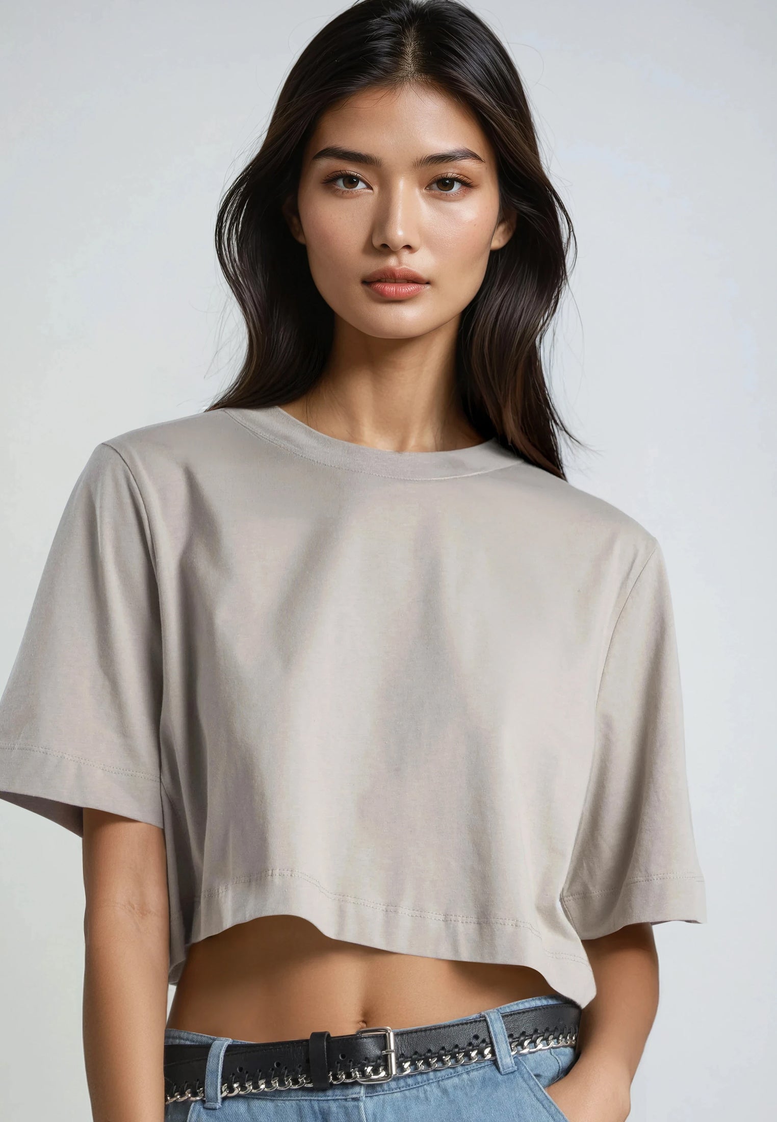BASIC CROP T-SHIRT STONE