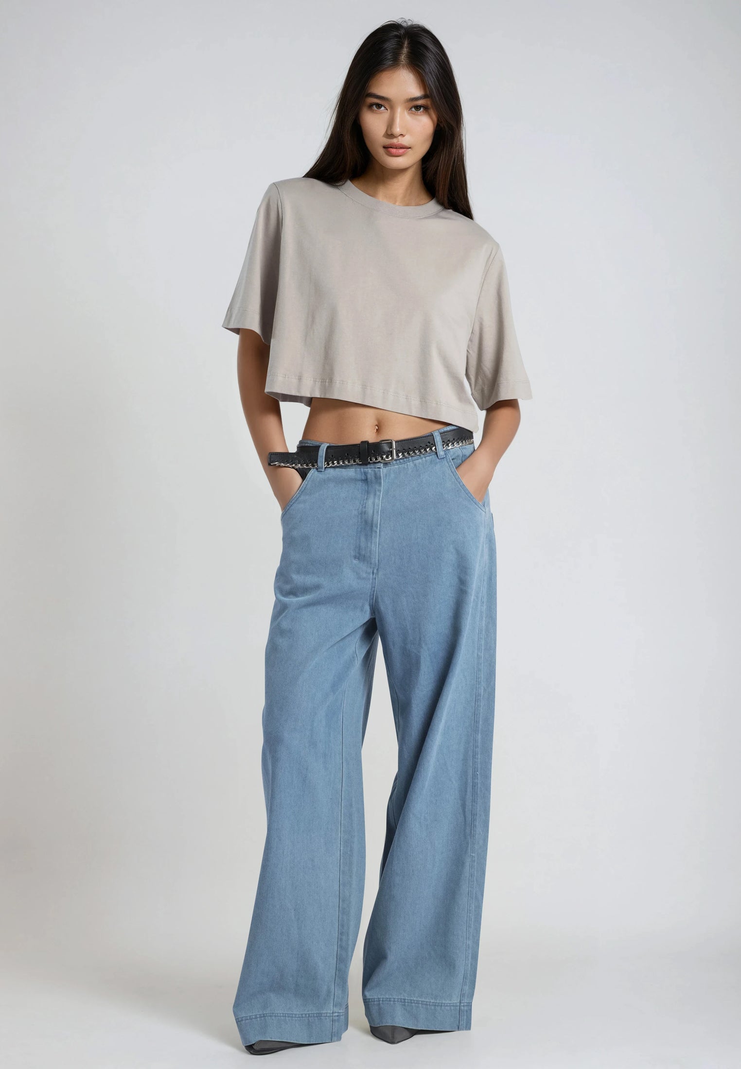 BASIC CROP T-SHIRT STONE