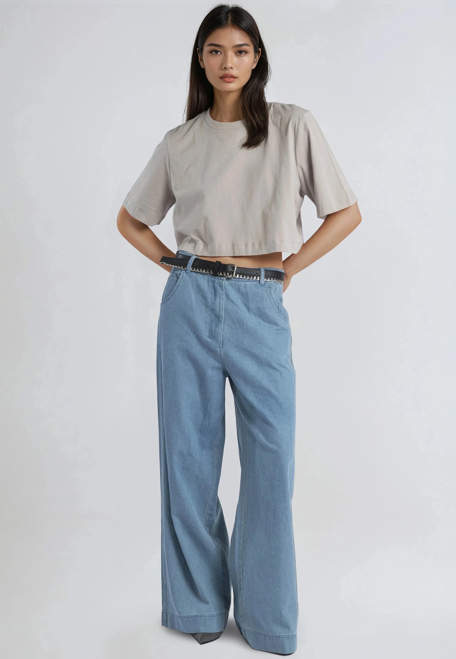 BASIC CROP T-SHIRT STONE