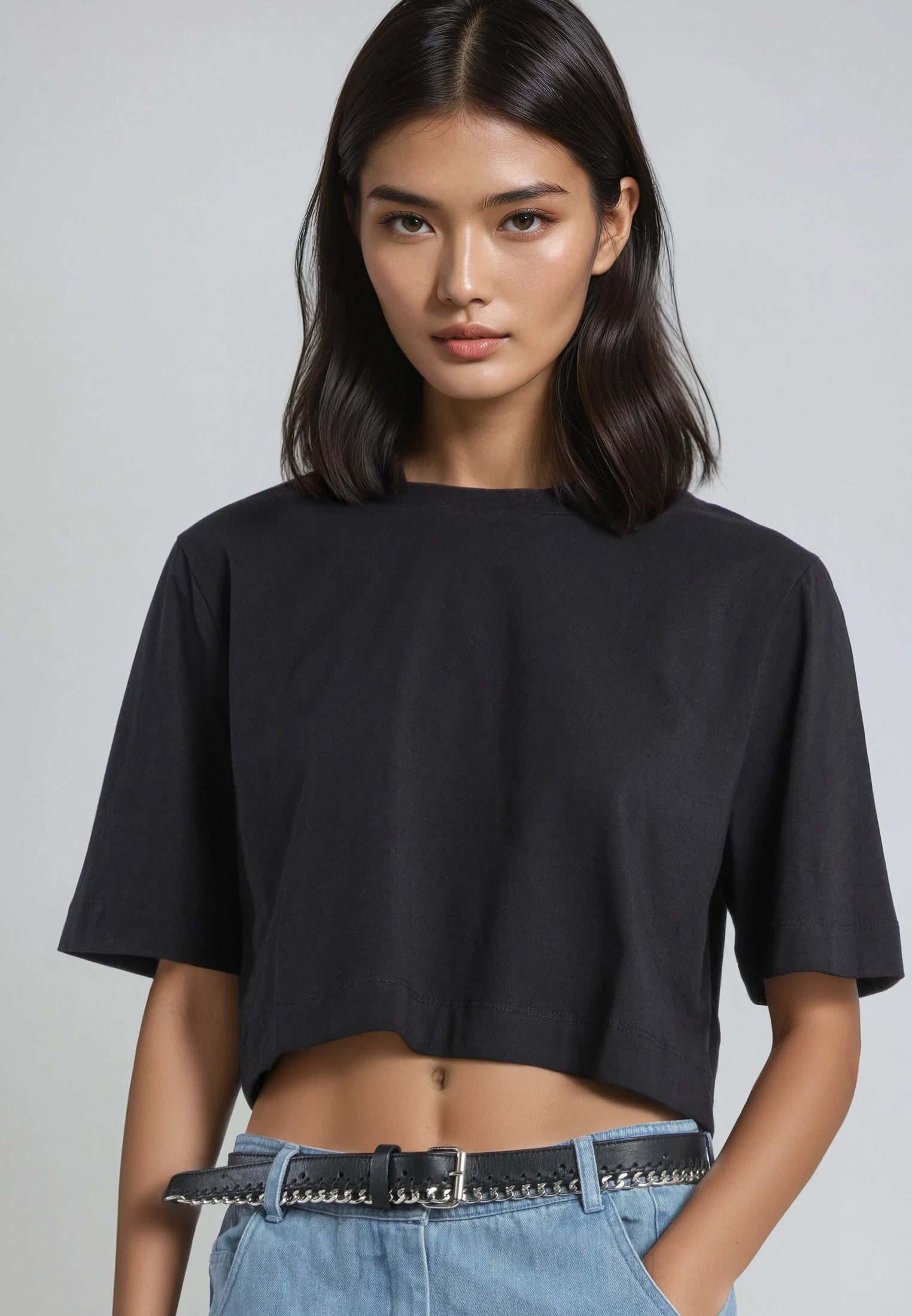 BASIC CROP T-SHIRT BLACK