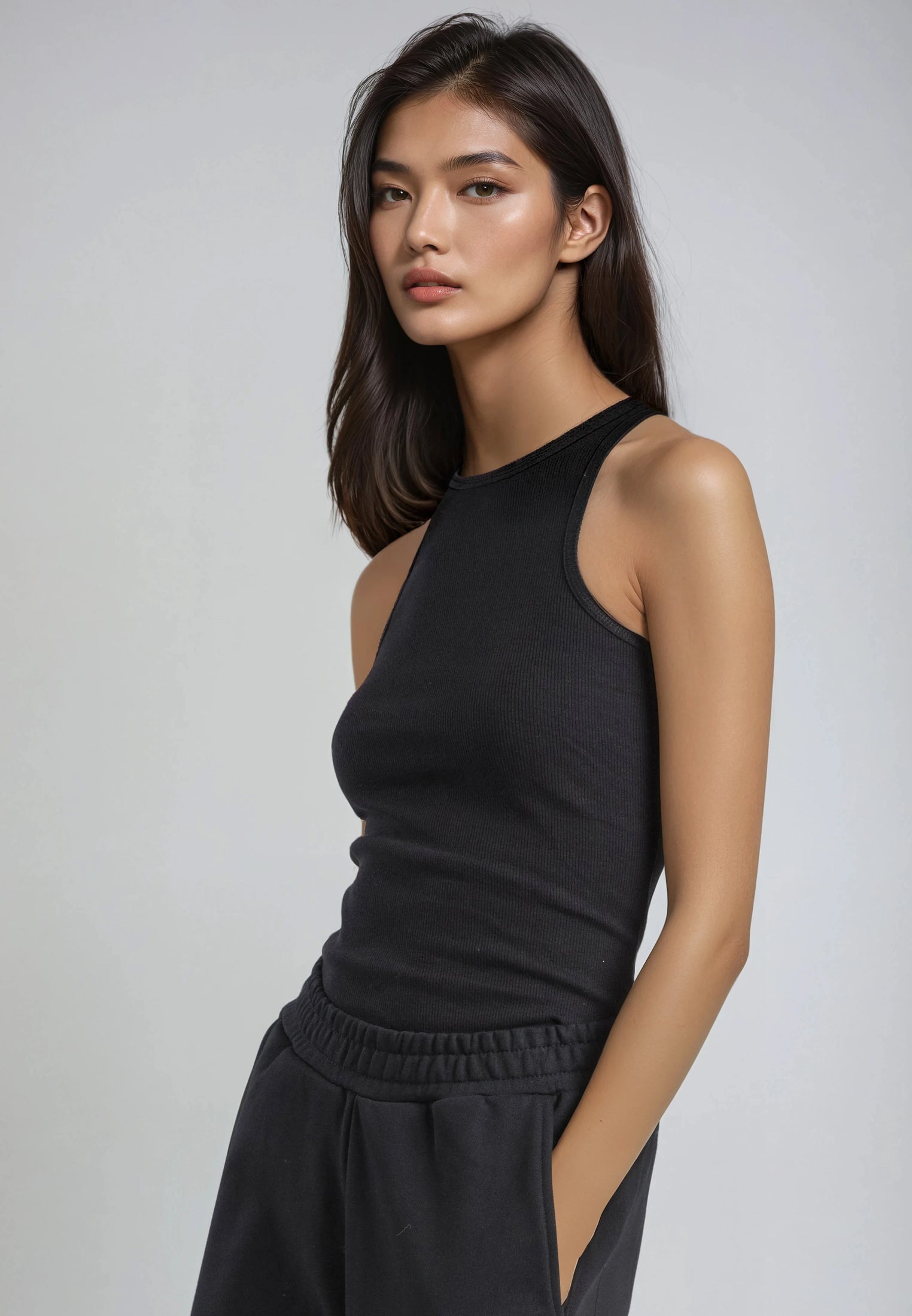 HIGH NECK VEST BLACK